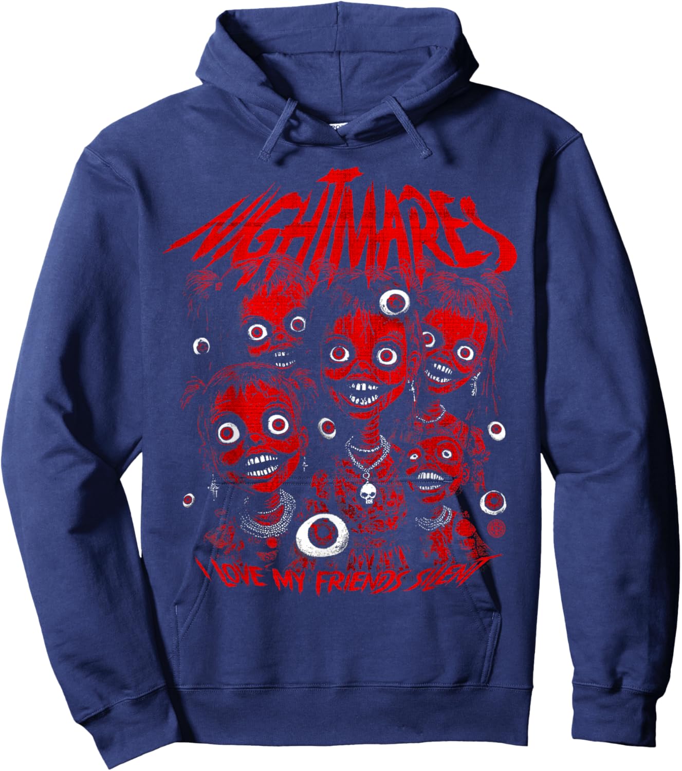 Creepy Haunted Doll Possessed Doll Horror Movie Emo Alt Goth Hoodie - Hoodie | Navy