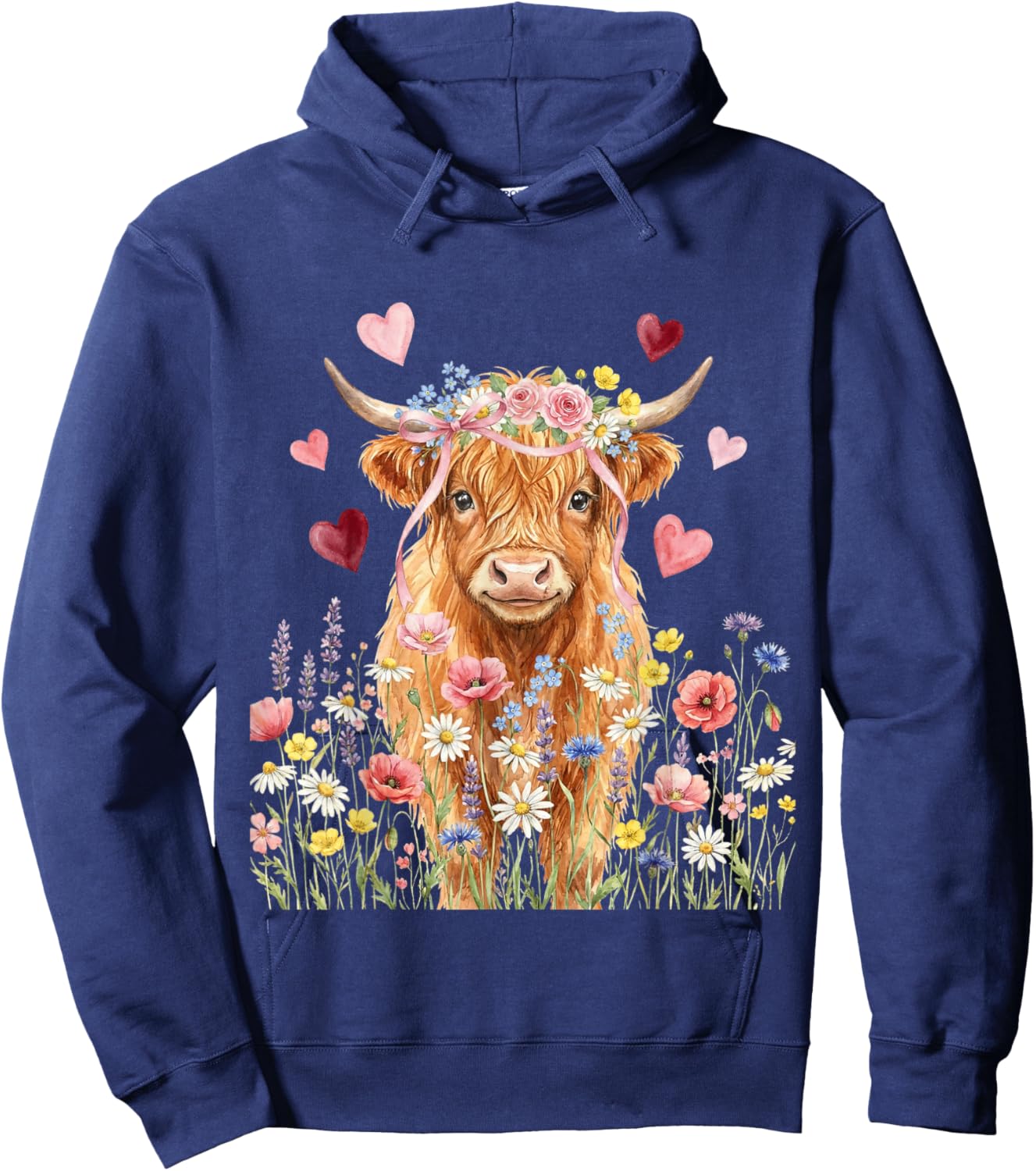 Cute Highland Cow Women Girls Kid Scottish Cow Highland Cow Hoodie - Hoodie | Navy