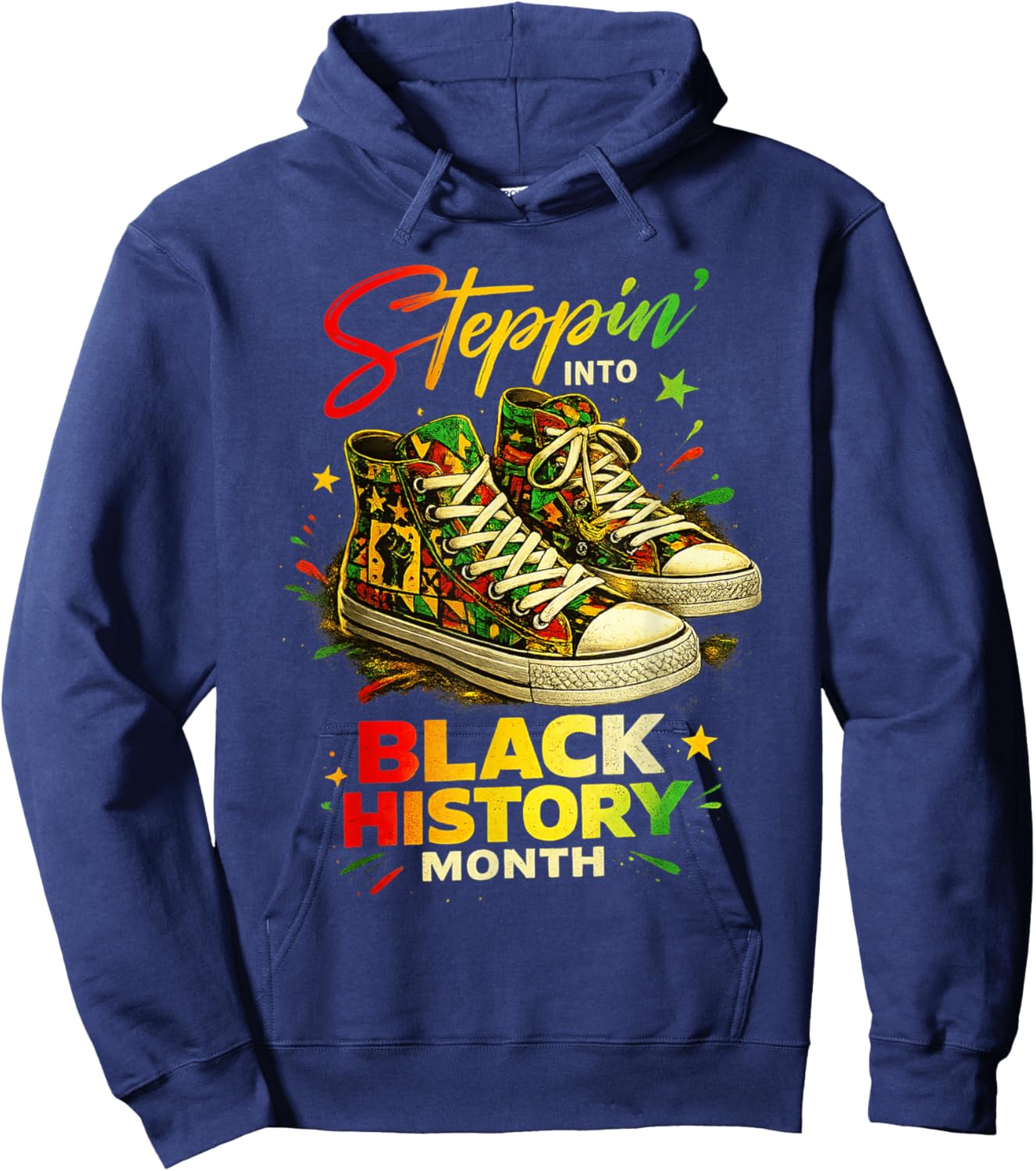 Stepping Into Black History Month Black Girls Sneakers Men Hoodie - Hoodie | Navy