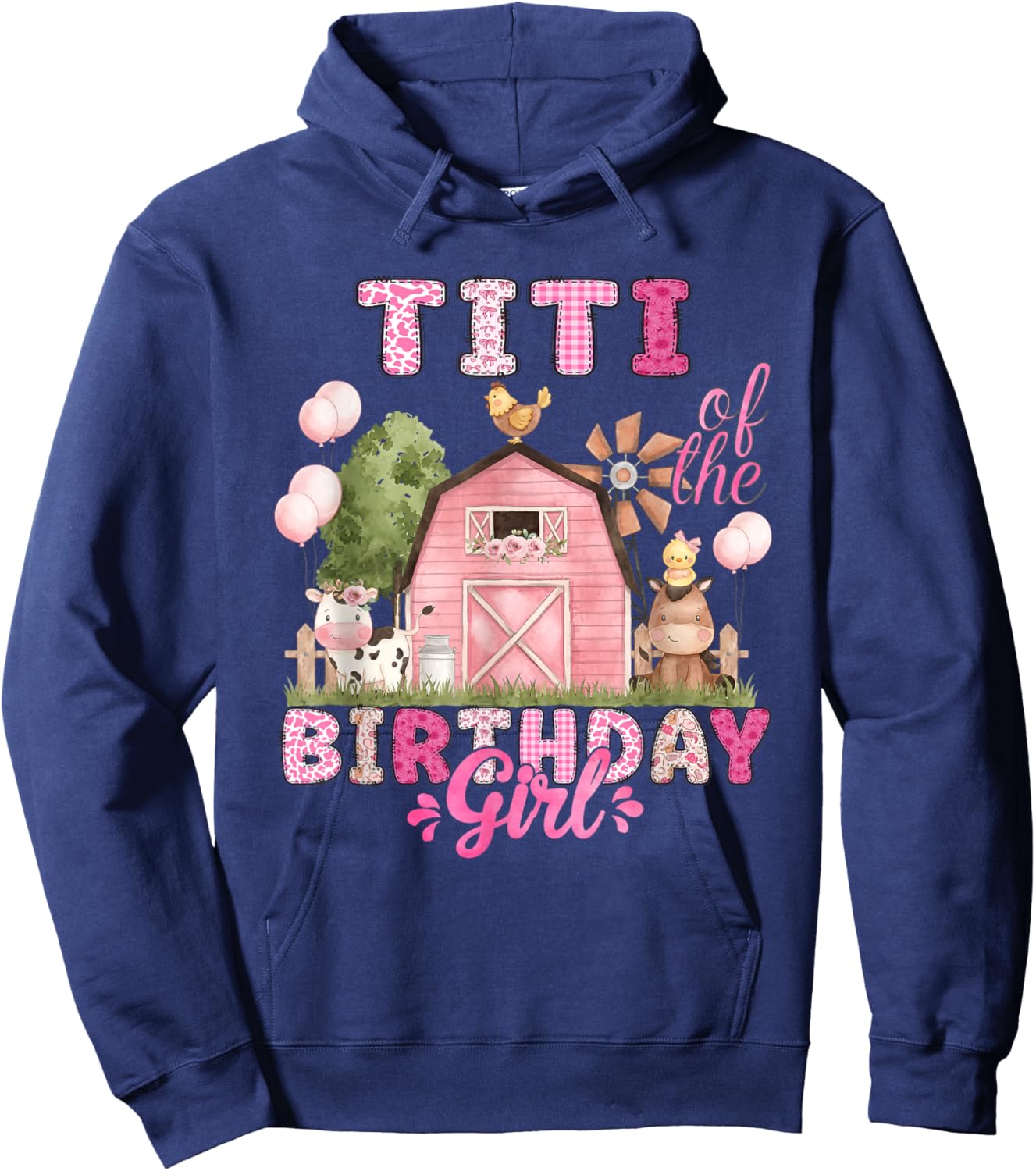 Titi of The Birthday Girl 1St Bday Cow Farm Family Hoodie - Hoodie | Navy