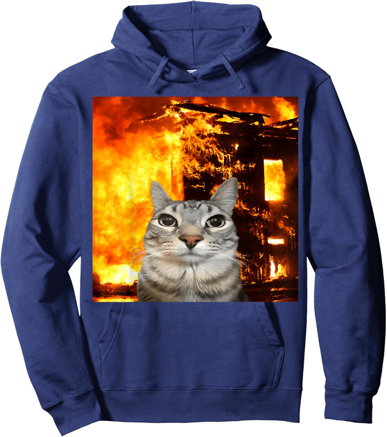 Funny Cat Meme Boys Girls Kids Women Men Teens Silly Graphic Hoodie - Hoodie | Navy