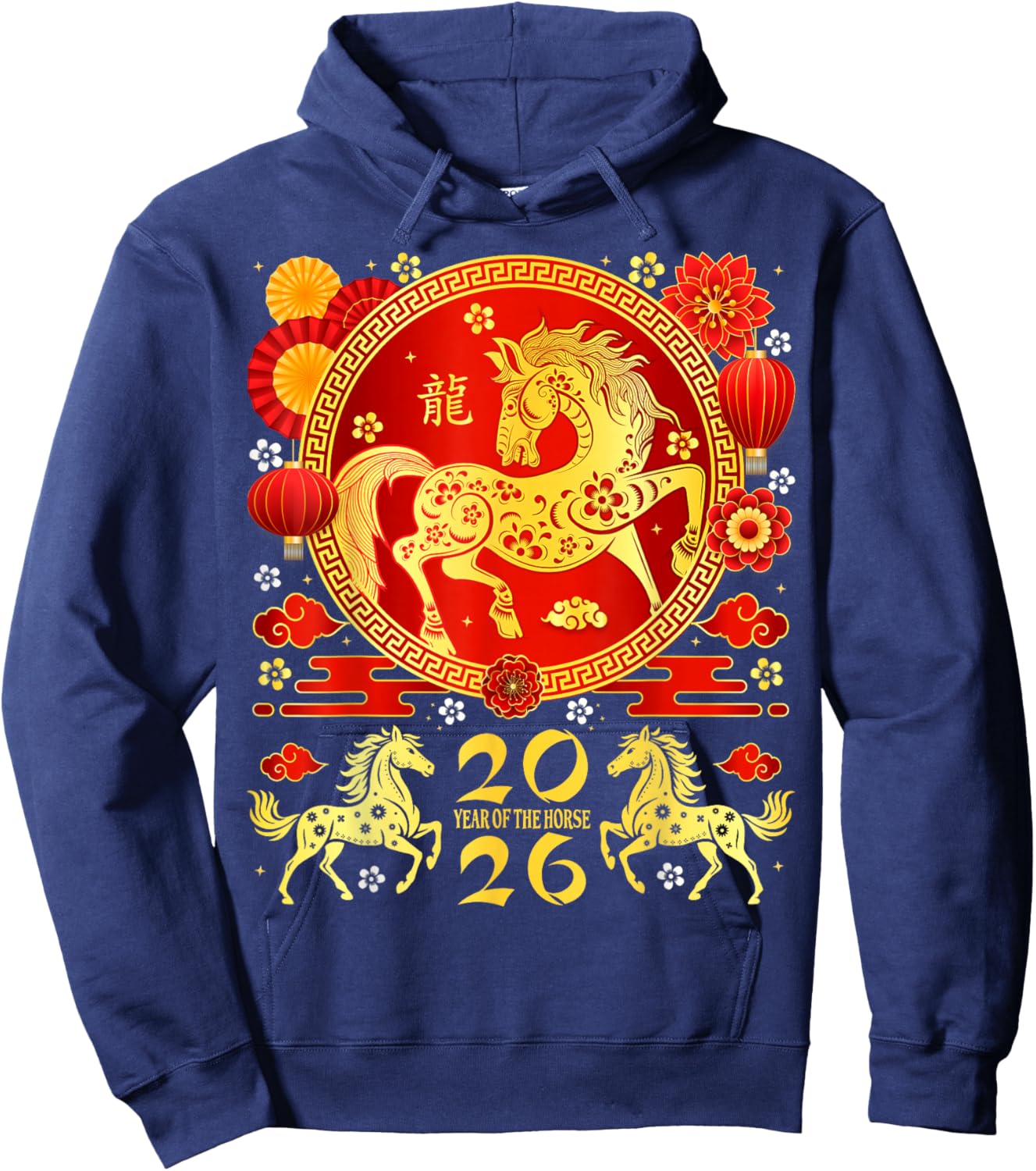 Happy Chinese New Year 2026 Zodiac Chinese Year of The Horse Hoodie - Hoodie | Navy