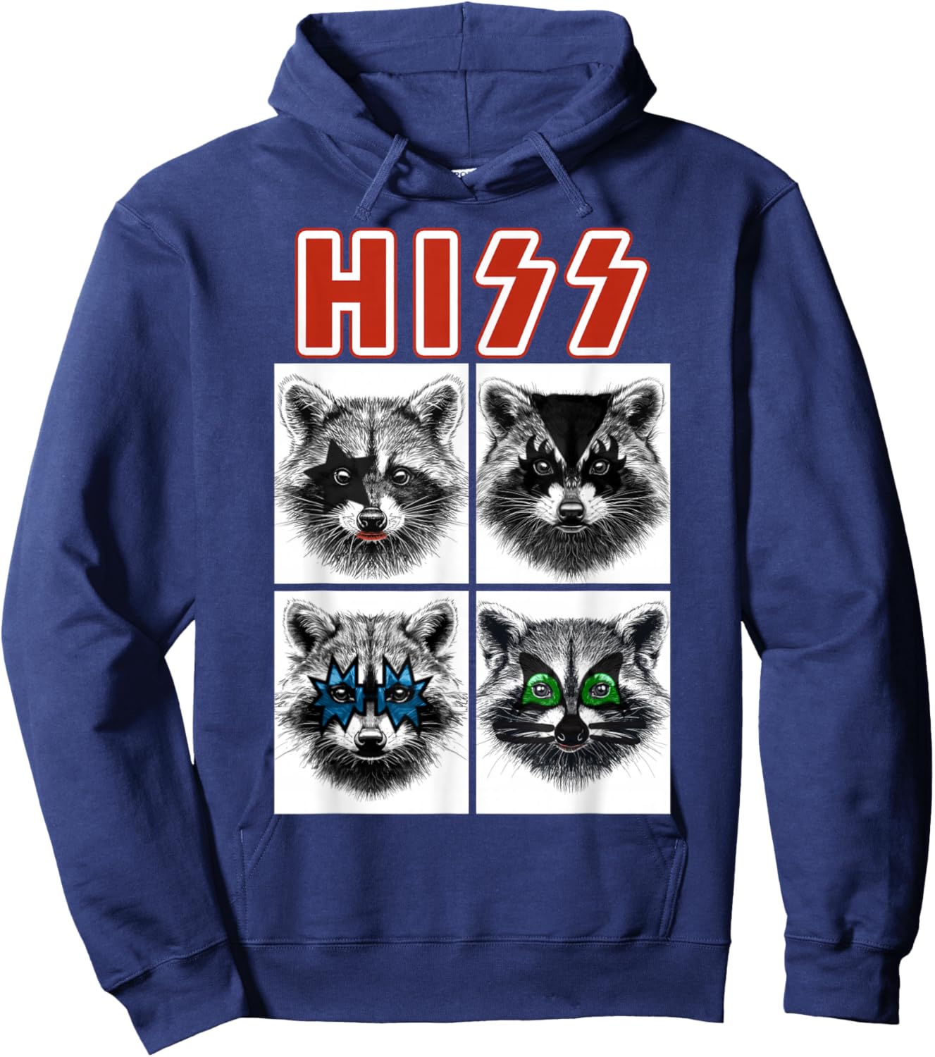 Retro Raccoon Rock Music Gift Rock Festival Funny Raccoon Hoodie - Hoodie | Navy