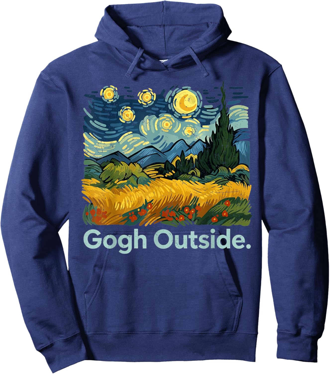 Gogh Outside Starry Night Nature Lover Funny Artist Hoodie - Hoodie | Navy
