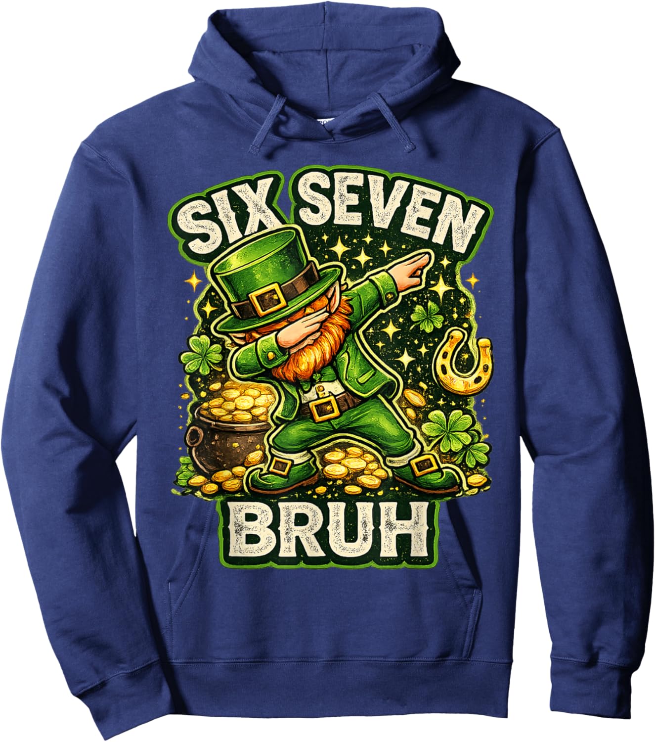 Bruh St Patricks Day Six Seven Kids Boys Men Women 67 Meme Hoodie - Hoodie | Navy