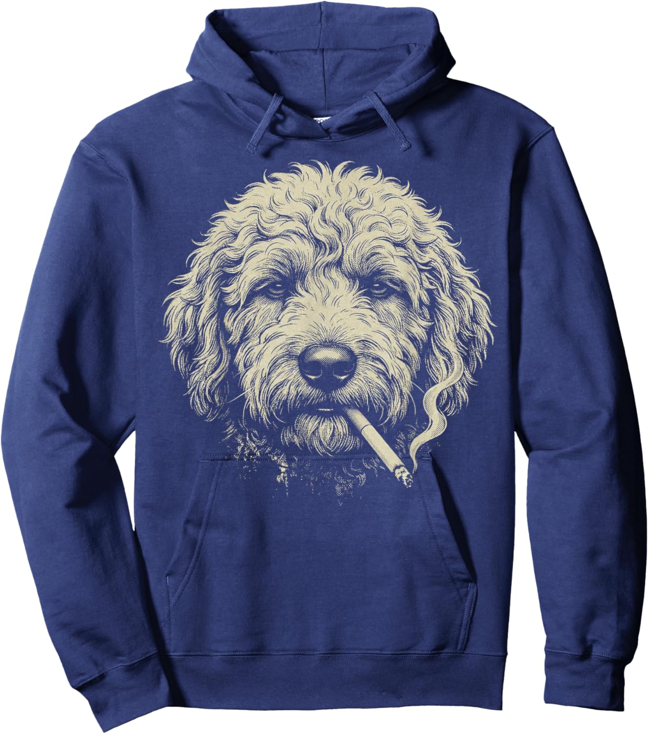 Funny Golden Doodle Smoking Cigarette Meme Vintage Graphic Hoodie - Hoodie | Navy
