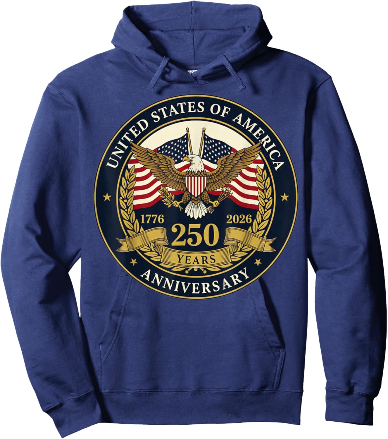 USA 250 Years Anniversary Patriotic America 1776–2026 Hoodie - Hoodie | Navy