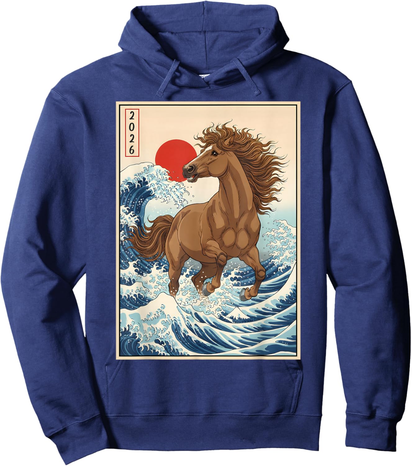 2026 Year of The Horse Lunar New Year Kawaii Japanese Art Hoodie - Hoodie | Navy