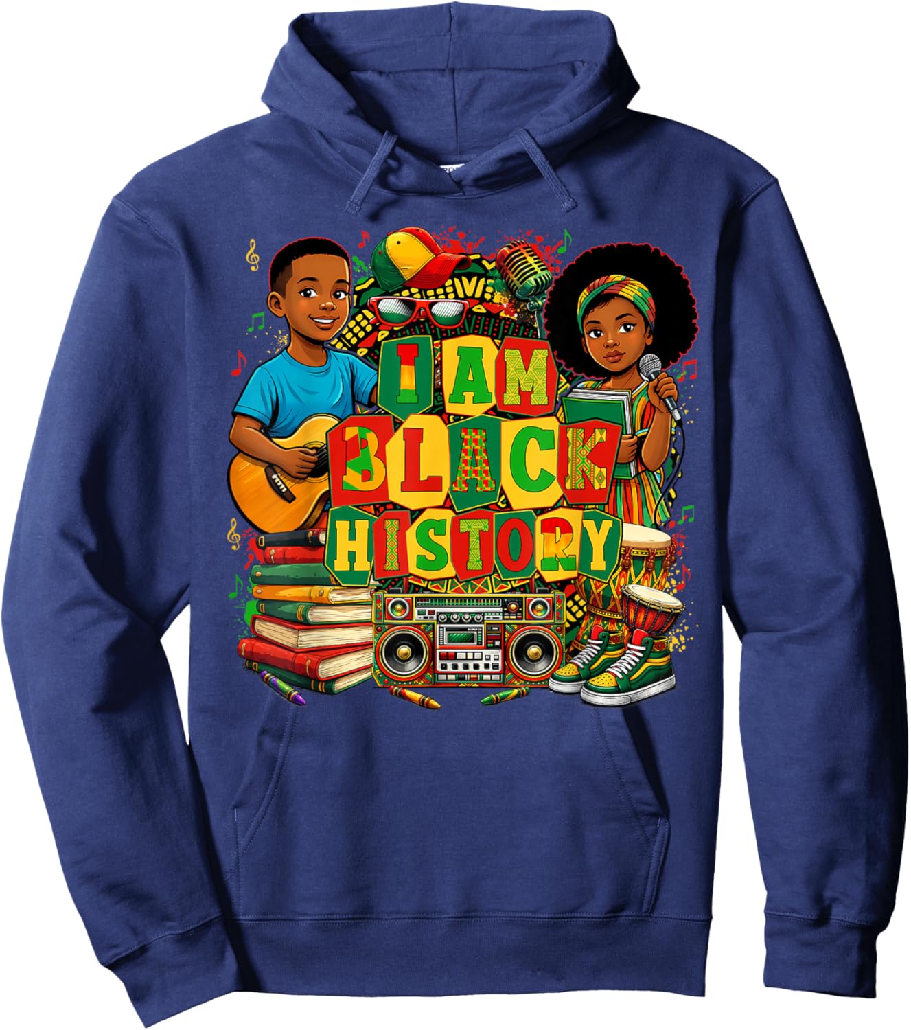 I Am Black History Month African American Pride Kid Boy Girl Hoodie - Hoodie | Navy