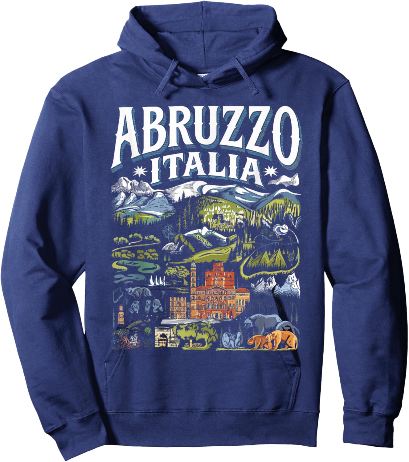 Abruzzo Italia Vintage Flag Design Hoodie - Hoodie | Navy