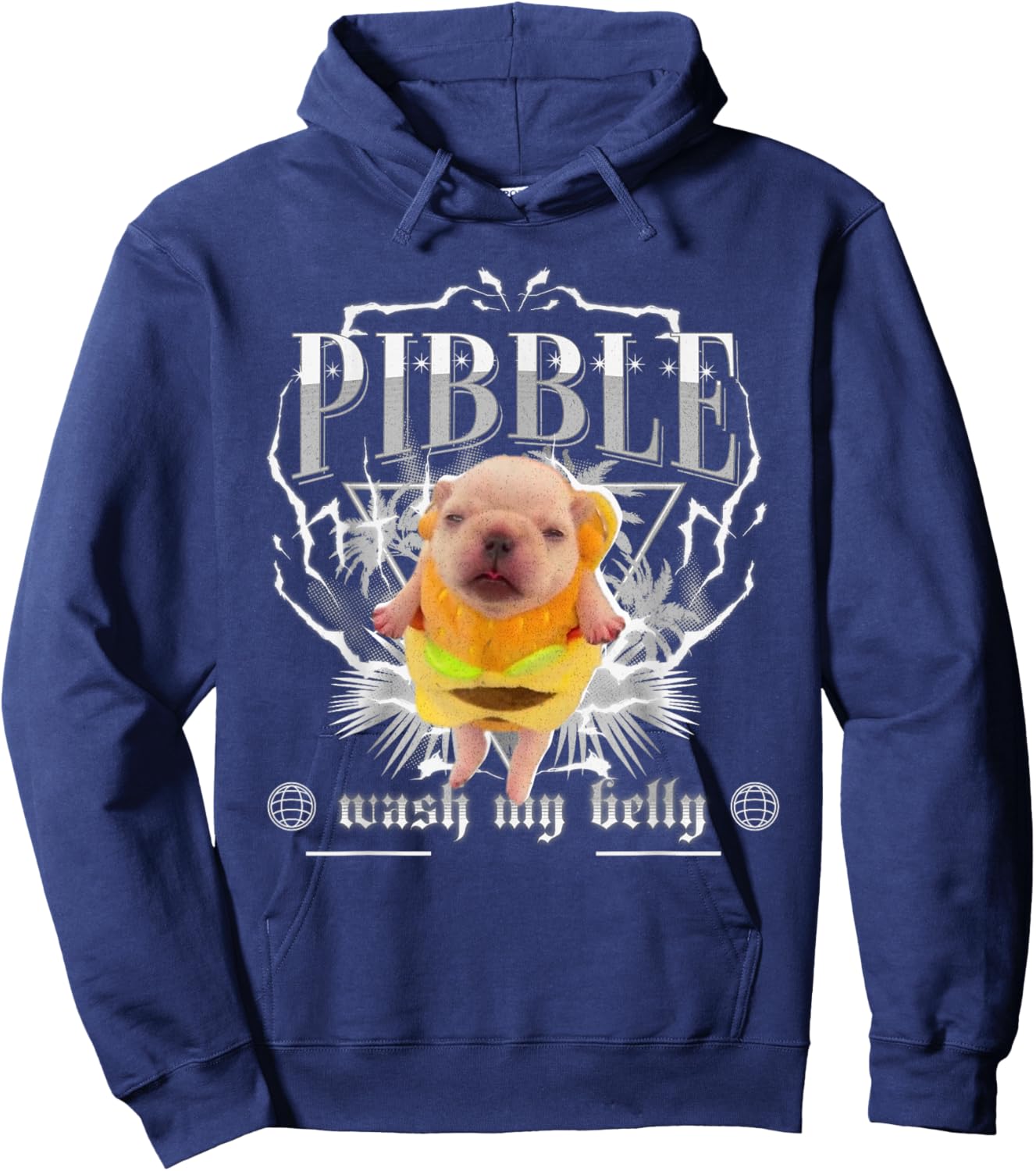 Funny pibble Meme wash My Belly Clean My Belly Meme Hoodie - Hoodie | Navy
