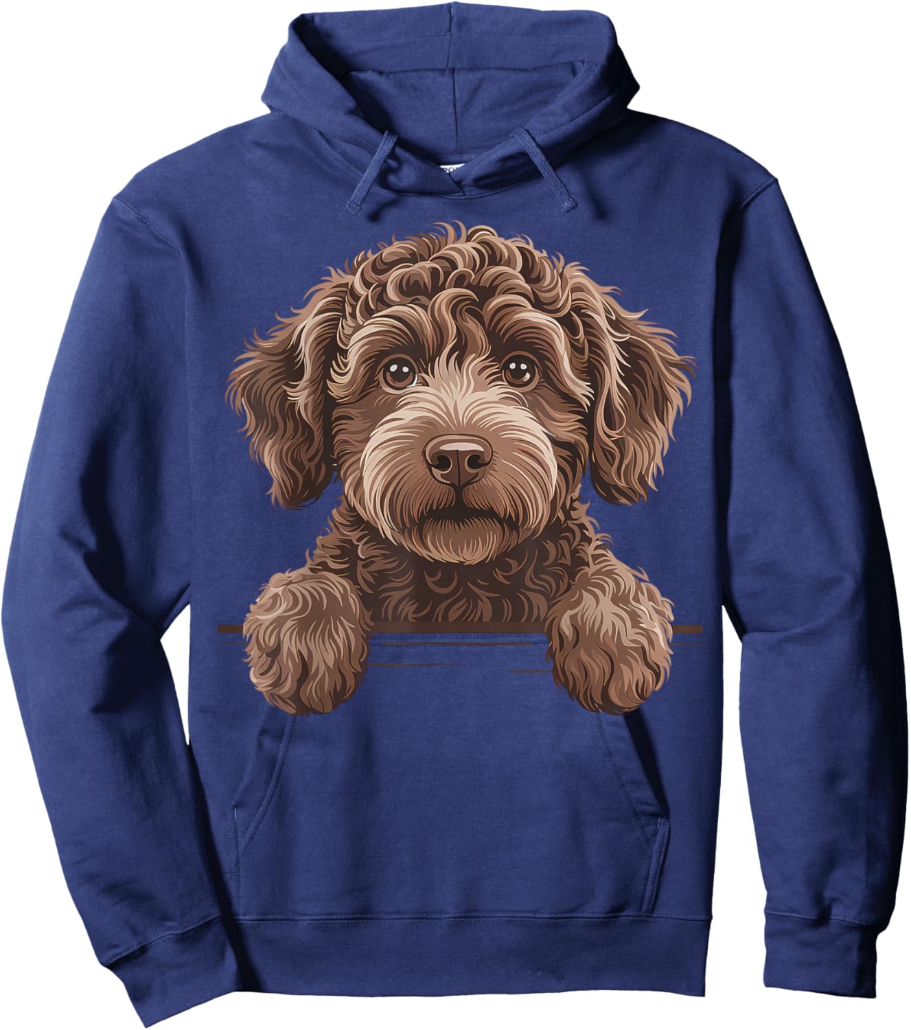 Brown Labradoodle Cute Peeking Doodle Puppy Dog Hoodie - Hoodie | Navy