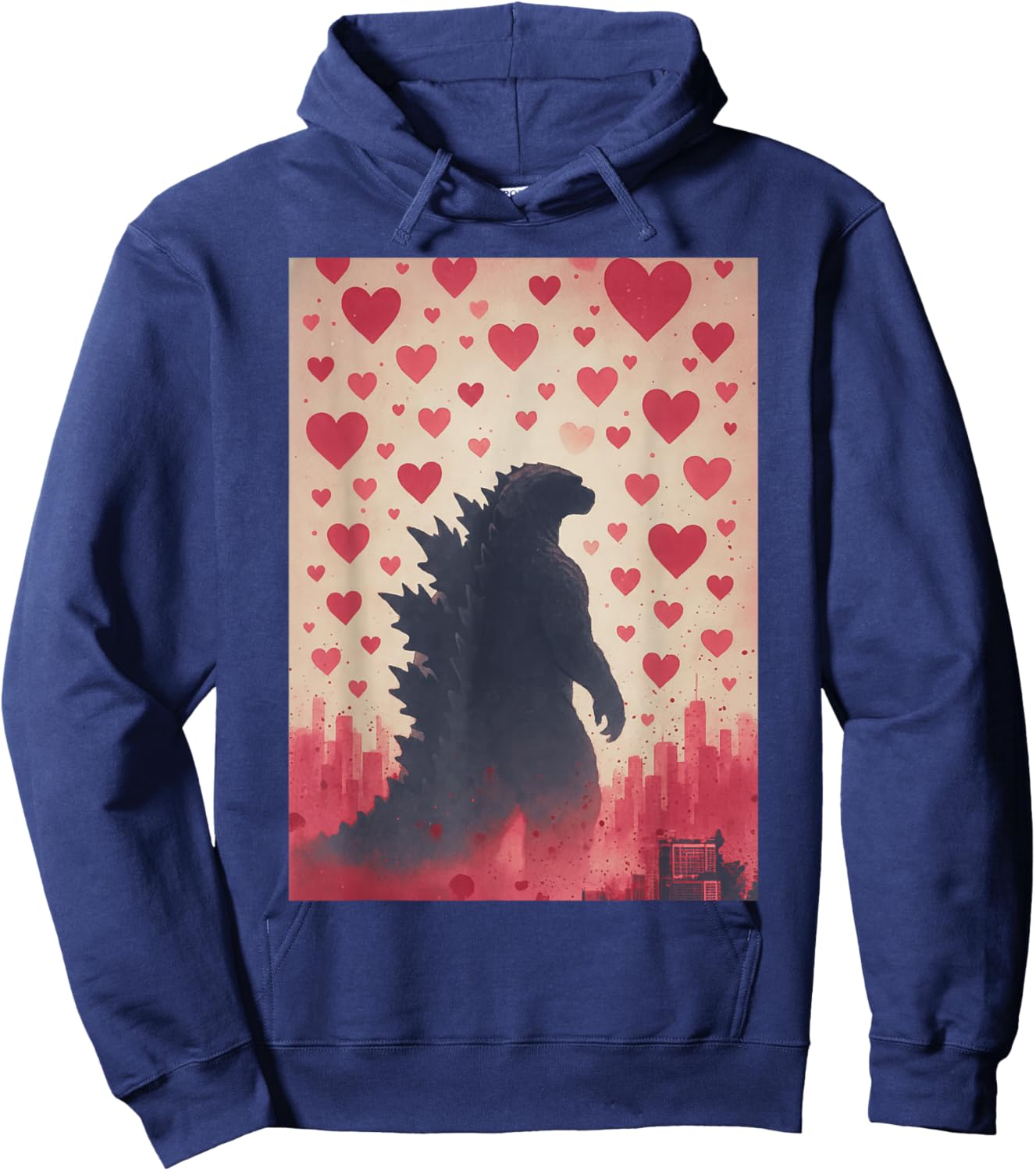 Japanese Valentine Kaiju Monster Art Men Boys Kids Hoodie - Hoodie | Navy