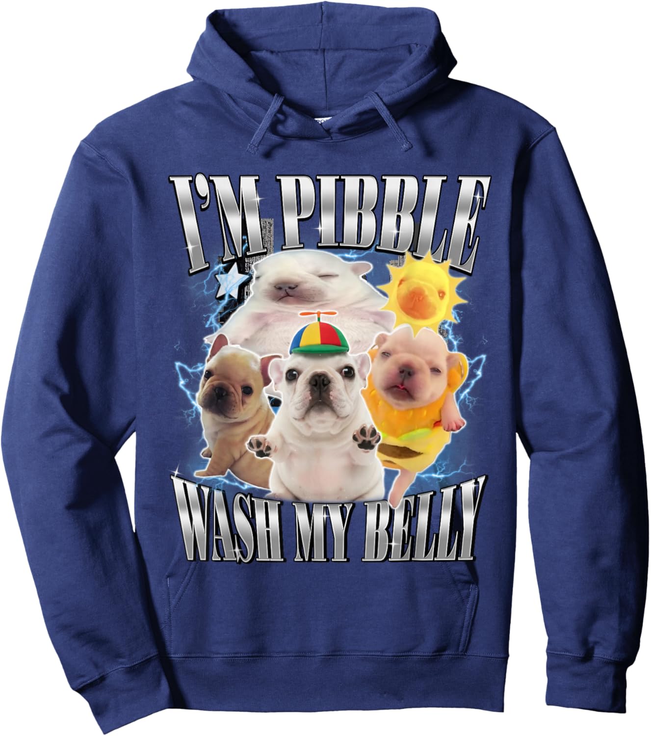 Funny Pibble Dog Meme Brainrot Wash My Belly Hoodie - Hoodie | Navy