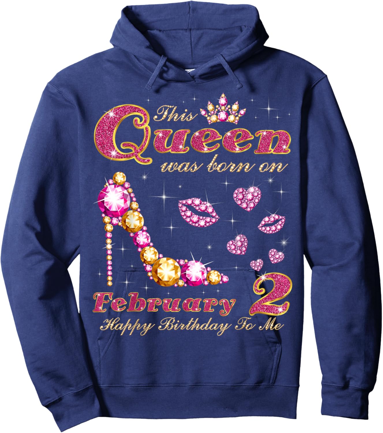 This Queen was Born on February 2, 2nd February Birthday Hoodie - Hoodie | Navy