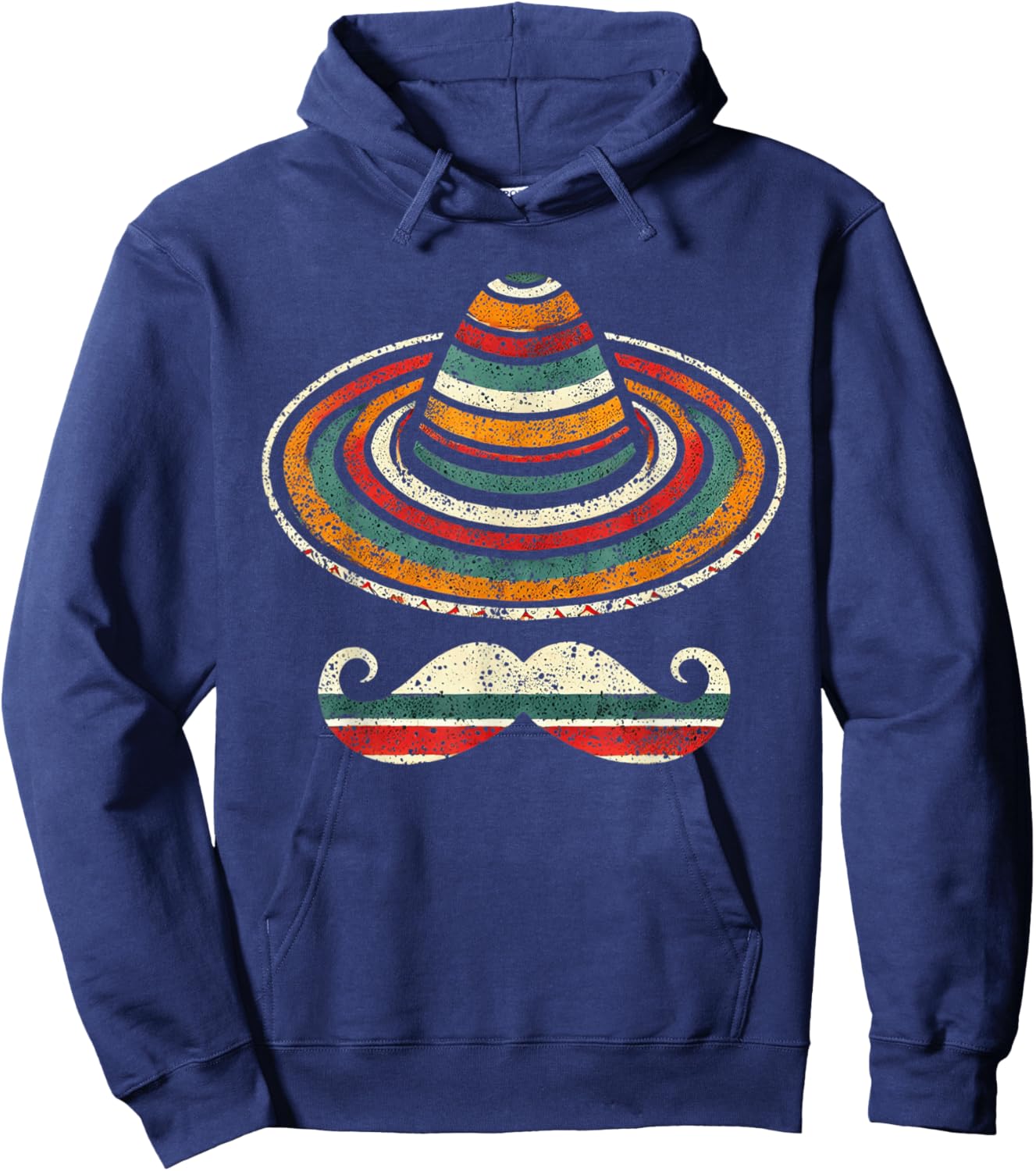 Sombrero Serape Cinco De Mayo Mustache Fiesta Men Boys Hoodie - Hoodie | Navy