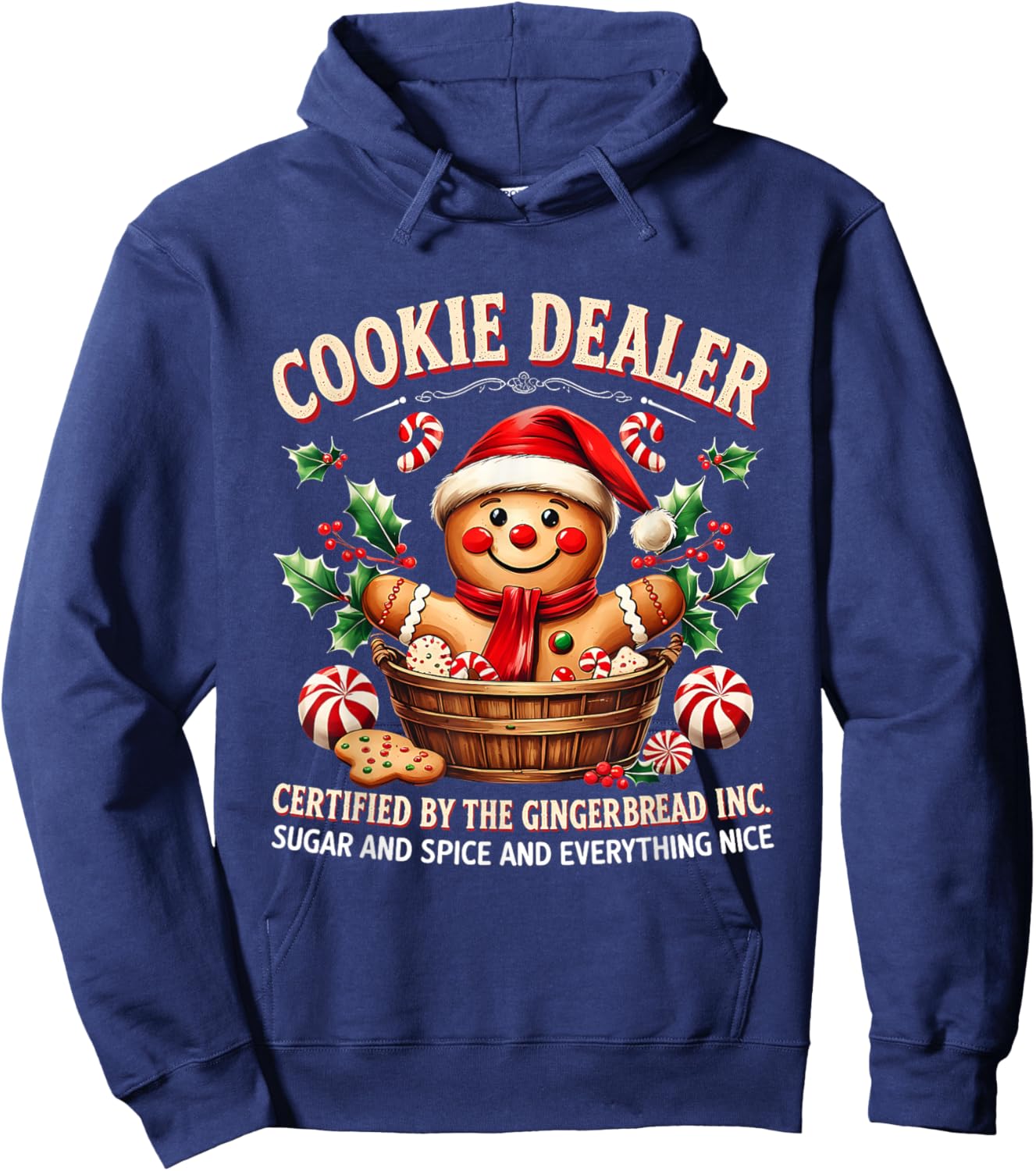 Vintage Gingerbread Bakery Christmas Cookie Dealer Holiday Hoodie - Hoodie | Navy