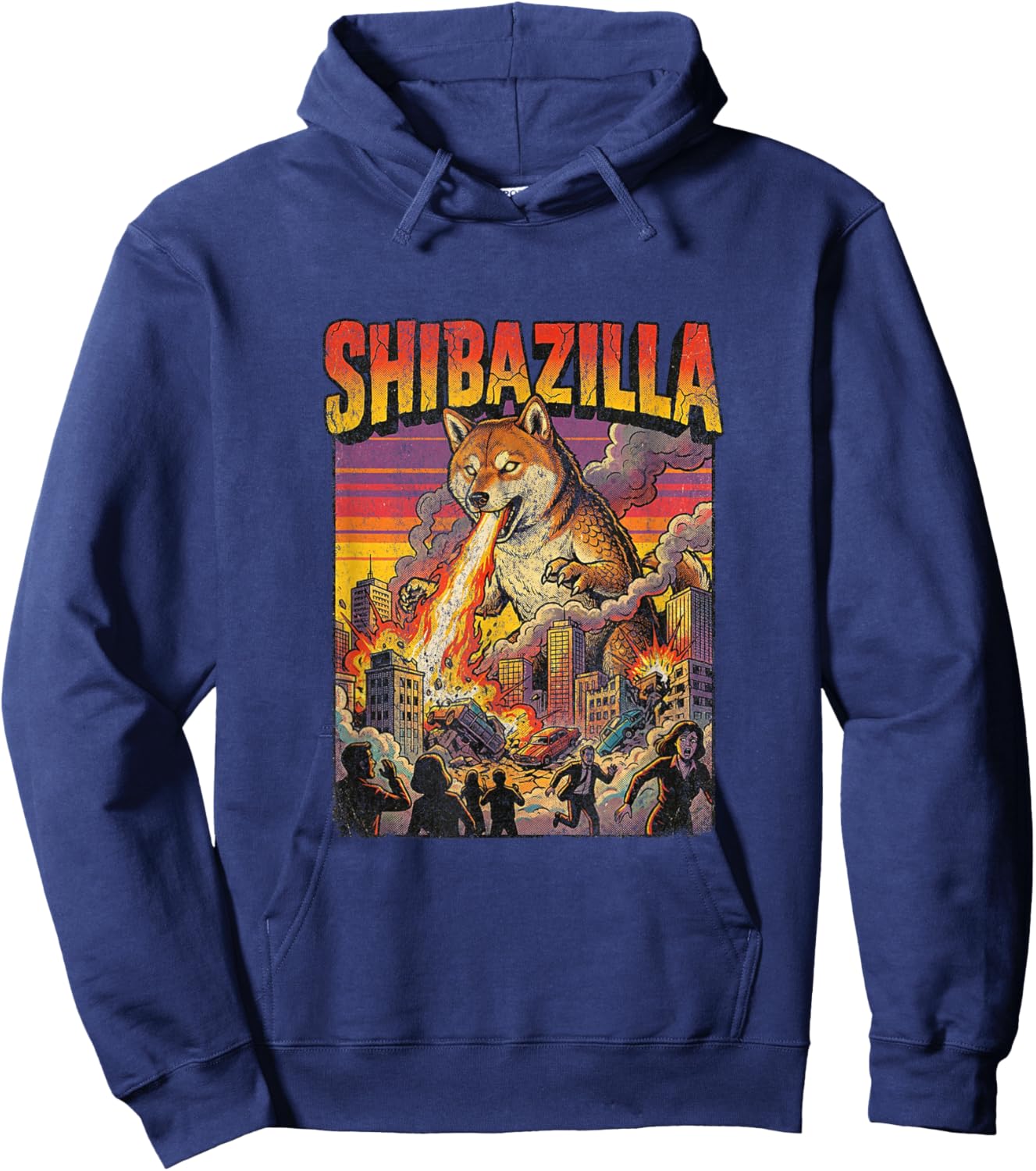 Shibazilla Giant Shiba Inu Monster Movie Dog Parody Hoodie - Hoodie | Navy