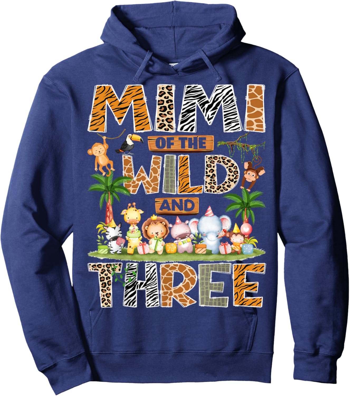 Mimi of The Wild & Three 3rd Birthday Boy Safari Jungle Hoodie - Hoodie | Navy