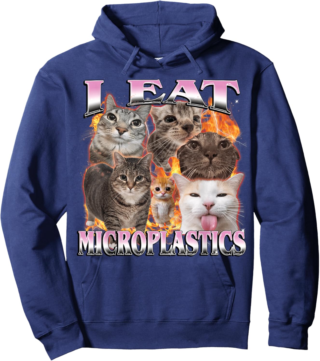 I Eat Microplastics Funny Cat Meme Bootleg Women Hoodie - Hoodie | Navy