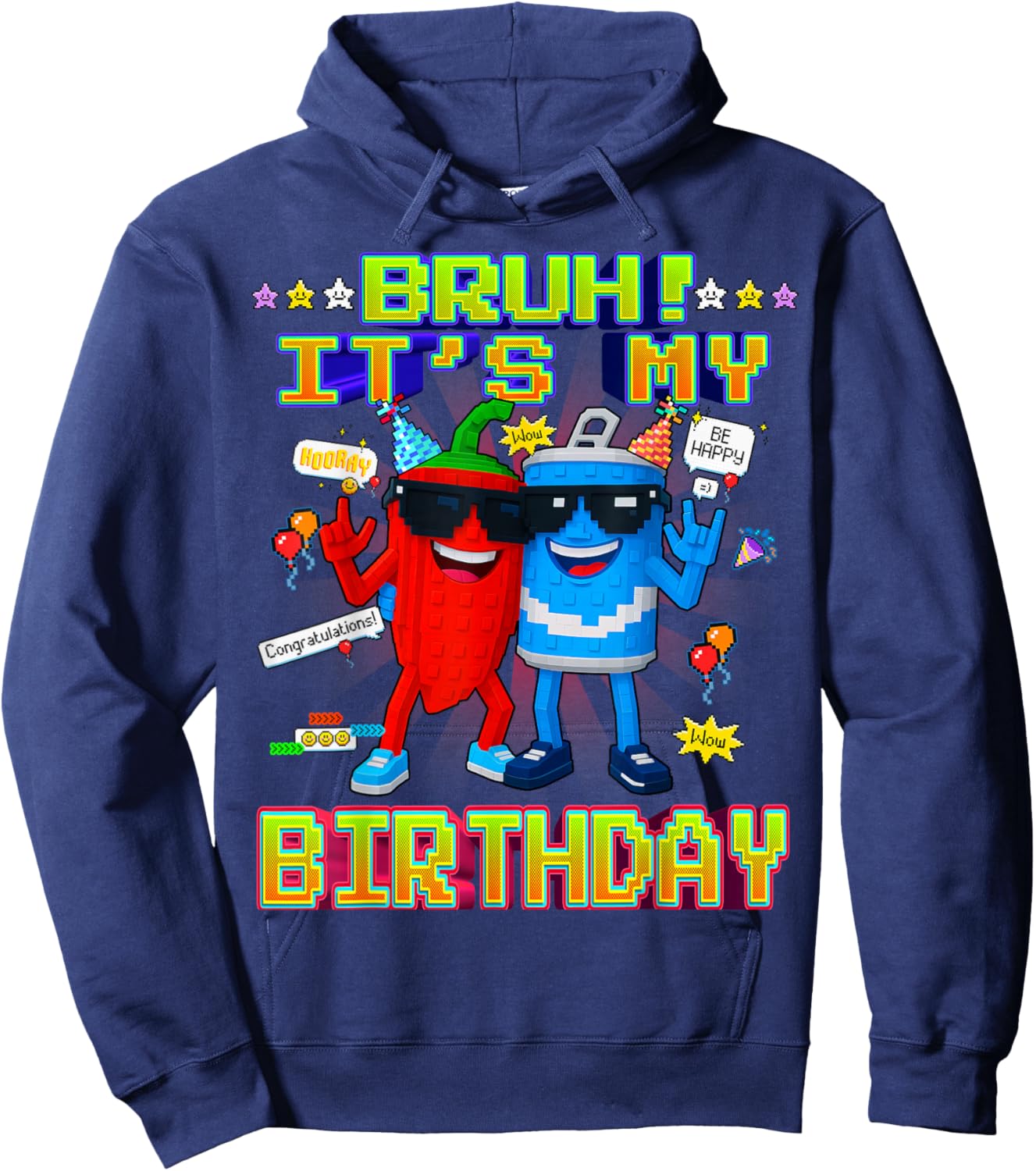Bruh It's My Birthday Swaggy Bros Funny Brainrot for Kids Hoodie - Hoodie | Navy