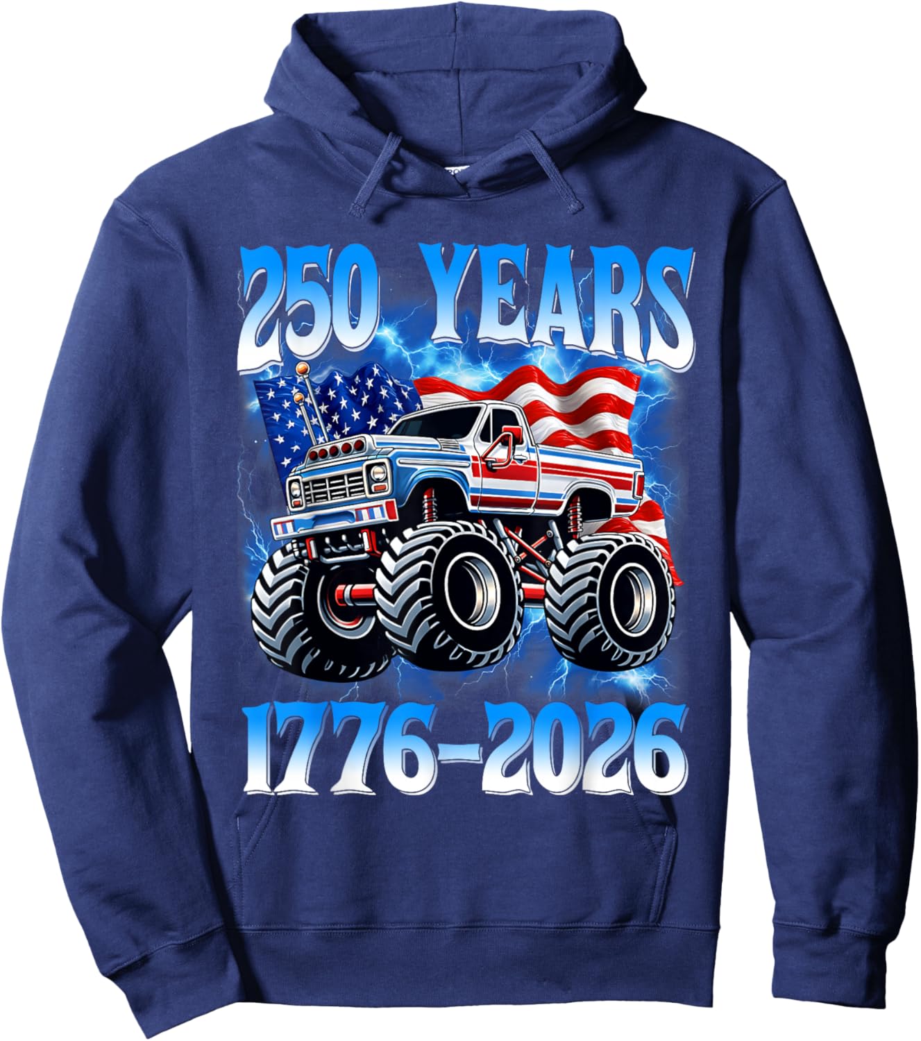 250 Years American 1776 2026 250th Toddler Boys 4th of July Hoodie - Hoodie | Navy