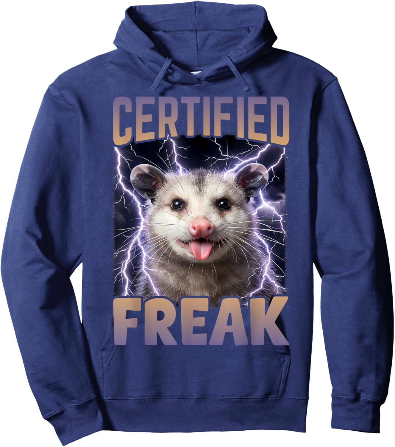 Certified Freak Possum Funny Cursed Meme Hoodie - Hoodie | Navy