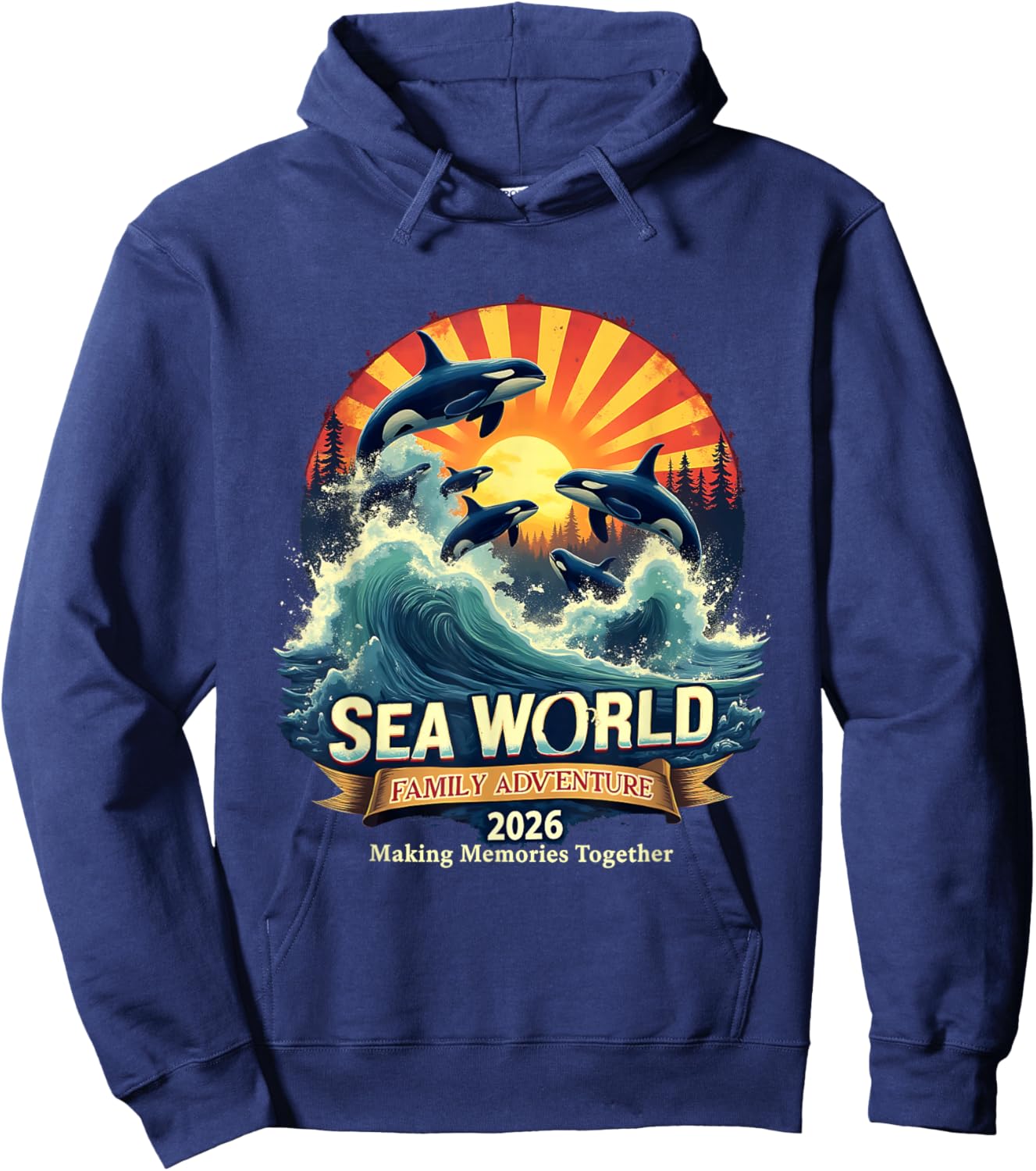Marine Life Adventure 2026 Dolphin Trip Family Vacation Crew Hoodie - Hoodie | Navy