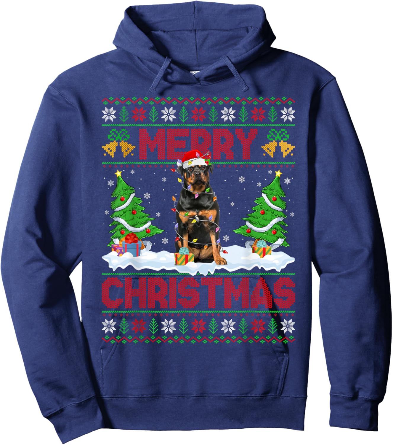 Rottweiler Ugly Xmas Sweater Funny Pet Dog Lover Christmas Hoodie - Hoodie | Navy