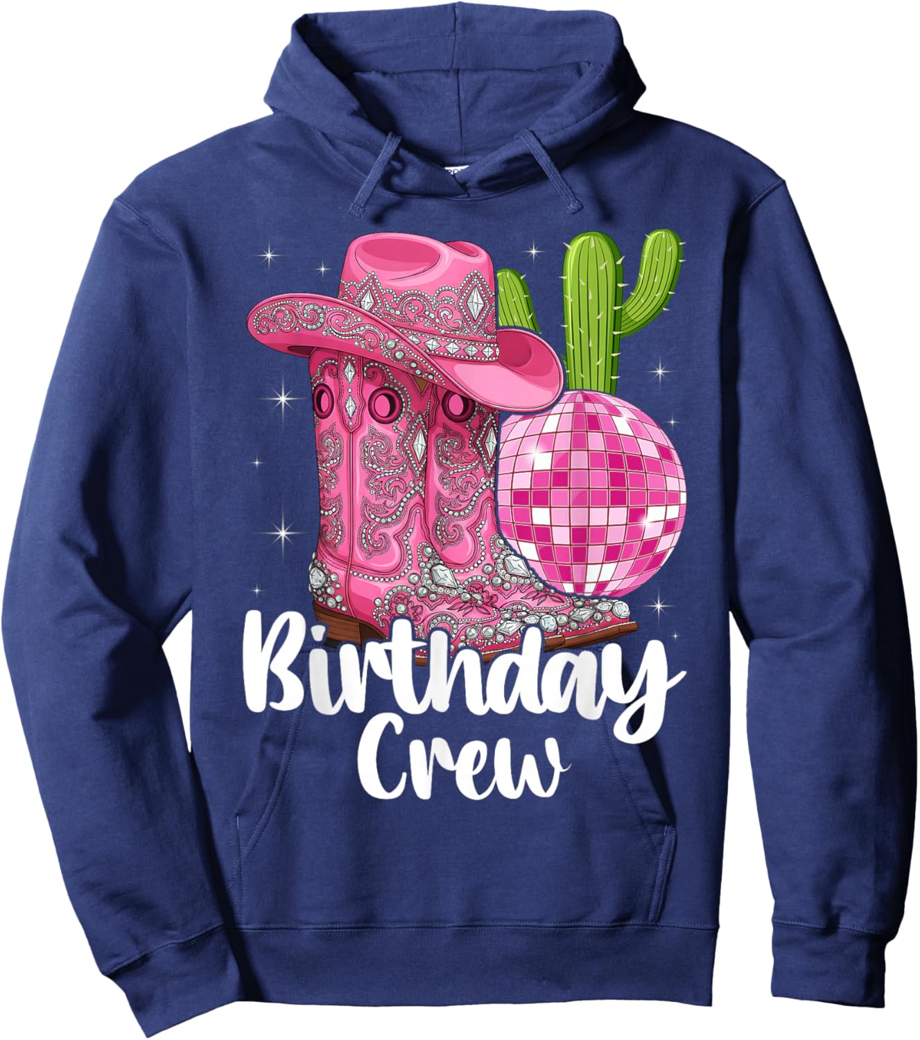 Birthday Crew Party Squad Cowboy Cowgirl Boot Hat Hoodie - Hoodie | Navy