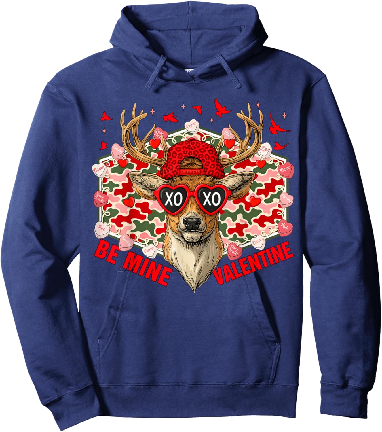 Be Mine Valentine XOXO Valentine Buck Deer Hunting Boys Kids Hoodie - Hoodie | Navy