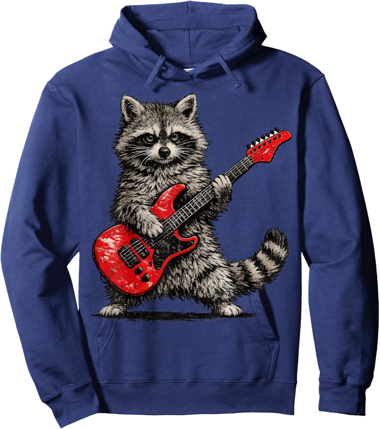 Funny Raccoon Playing Guitar Rock and Roll Gifts Men Women Hoodie - Hoodie | Navy