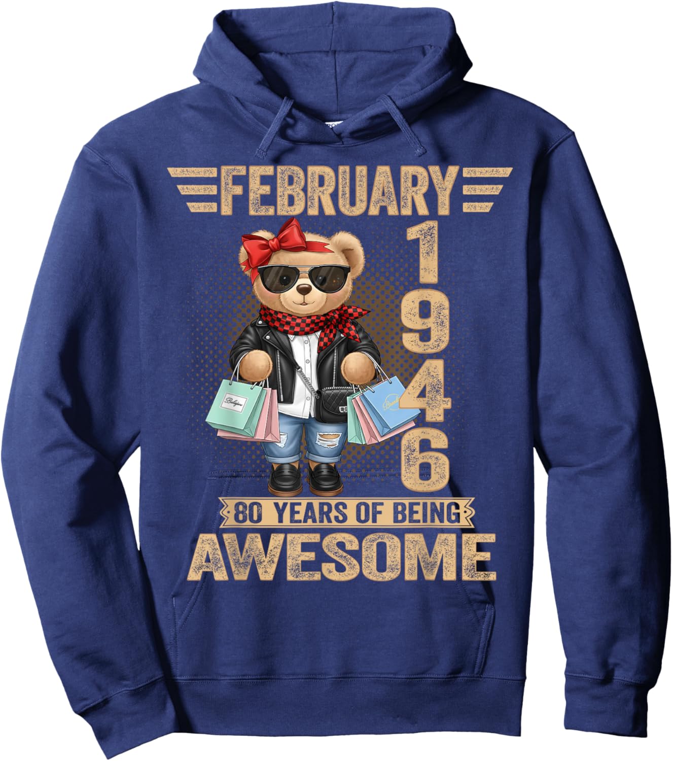 80 Year Old February 1946 Teddy Bear 80th Birthday Women Hoodie - Hoodie | Navy