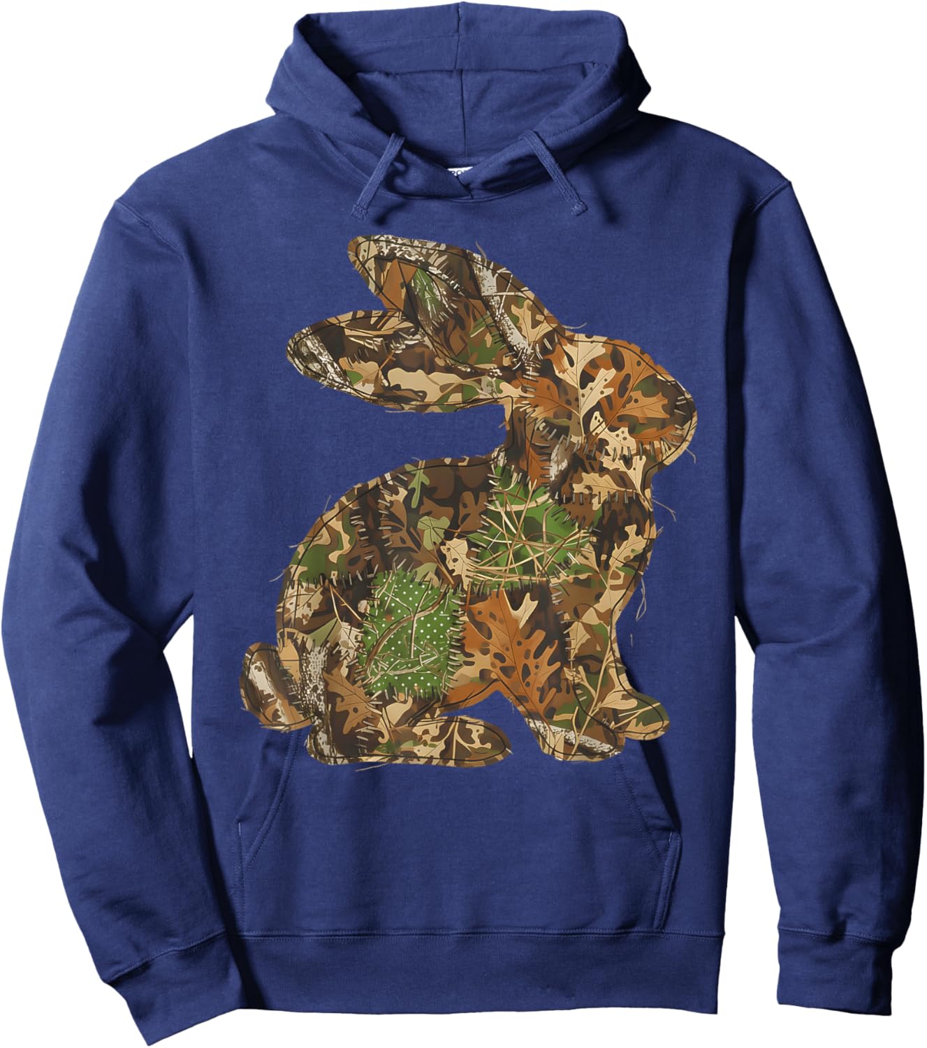 Camo Easter Bunny Patchwork Spring Rabbit Men Women Kids Hoodie - Hoodie | Navy
