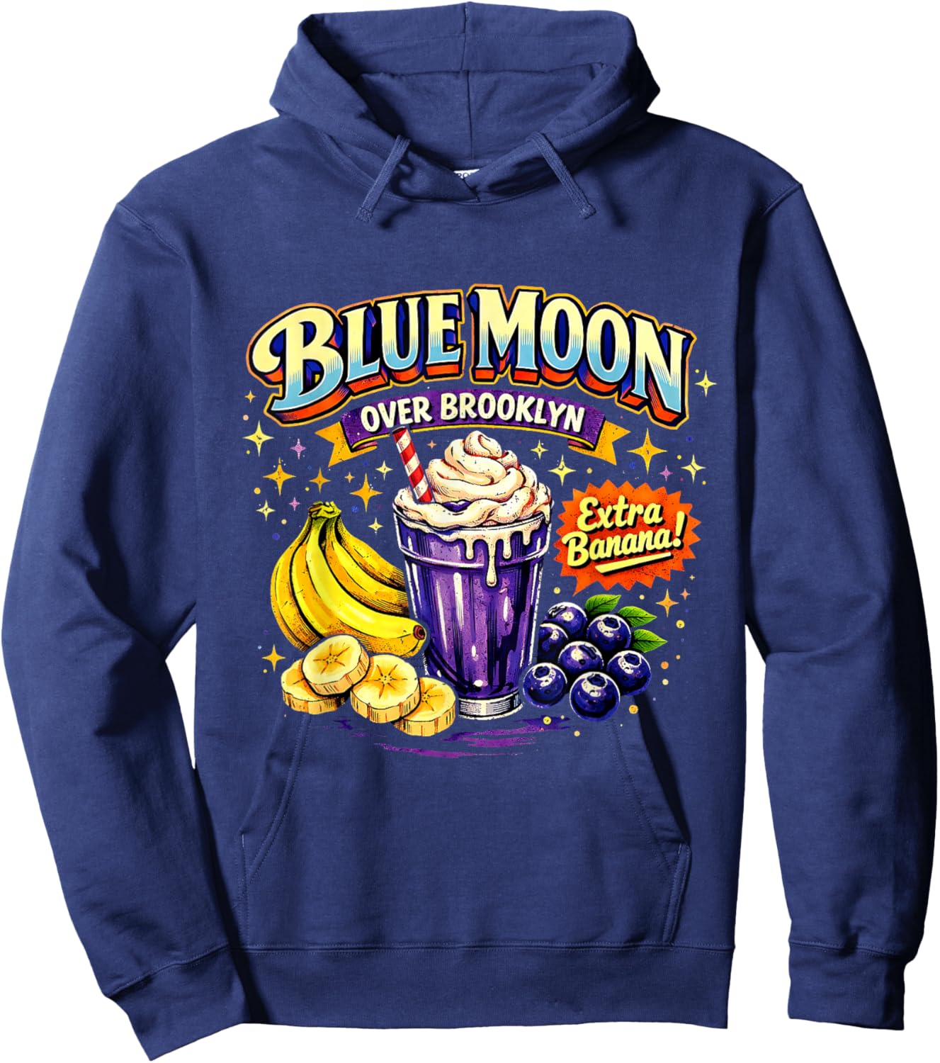Blue Moon Over Brooklyn Extra Banana Blueberry Smoothie Art Hoodie - Hoodie | Navy