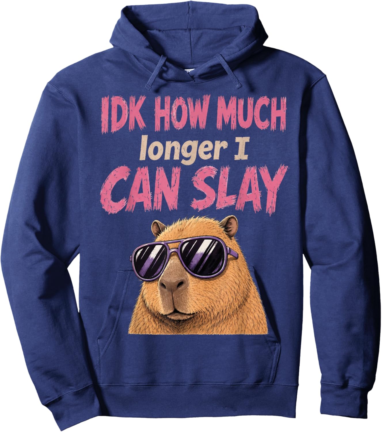 Meme Capybara IDK How Much Longer I Can Slay Teens Funny Hoodie - Hoodie | Navy