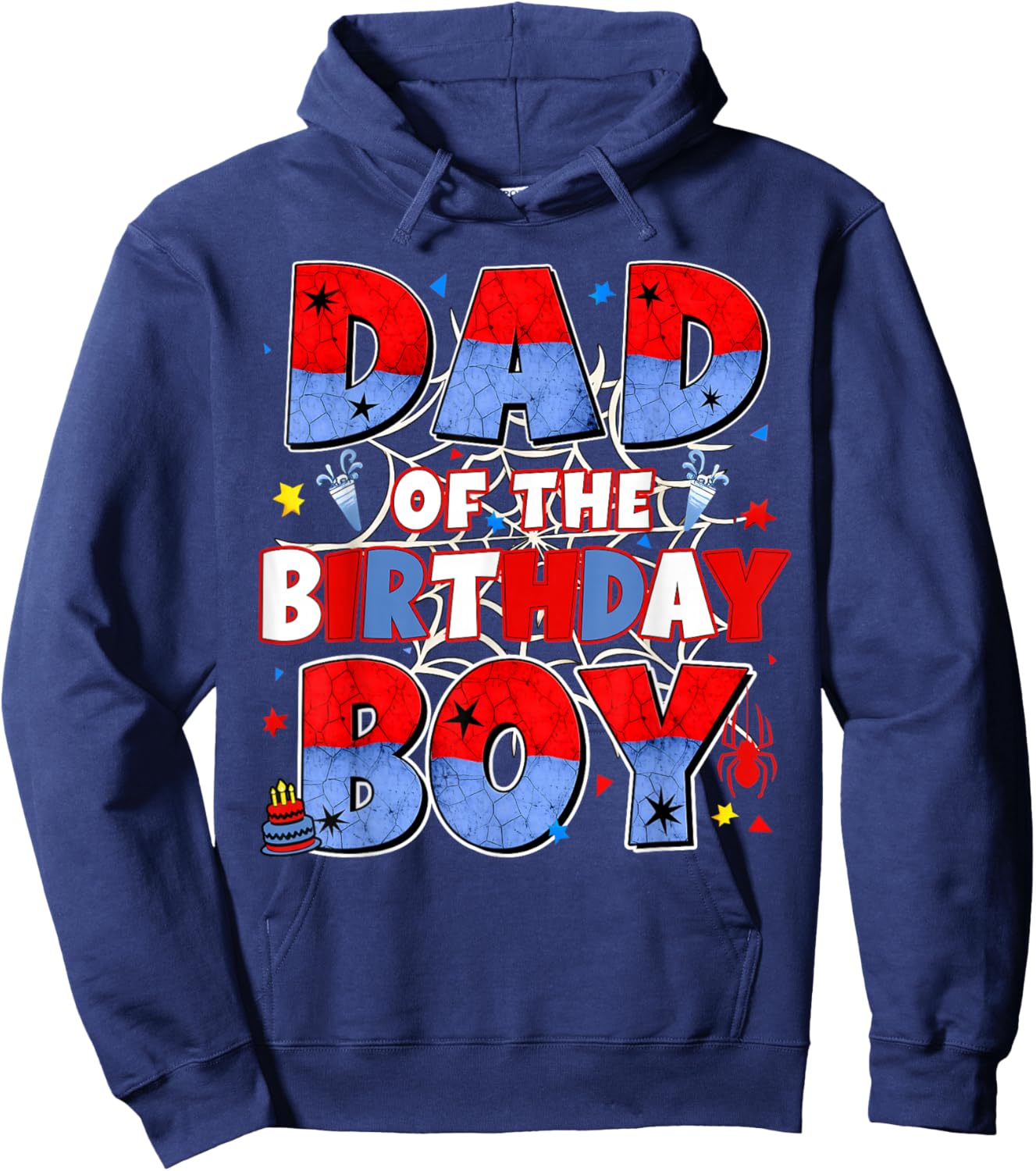 Dad of The Birthday Boy Family Spider Birthday Daddy Mom Hoodie - Hoodie | Navy