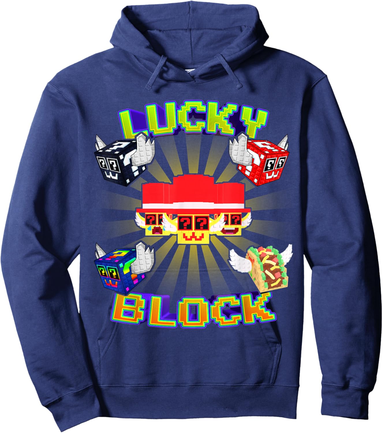 Funny Lucky Block Italian Brainrot Meme for Boys Kids Teens Hoodie - Hoodie | Navy