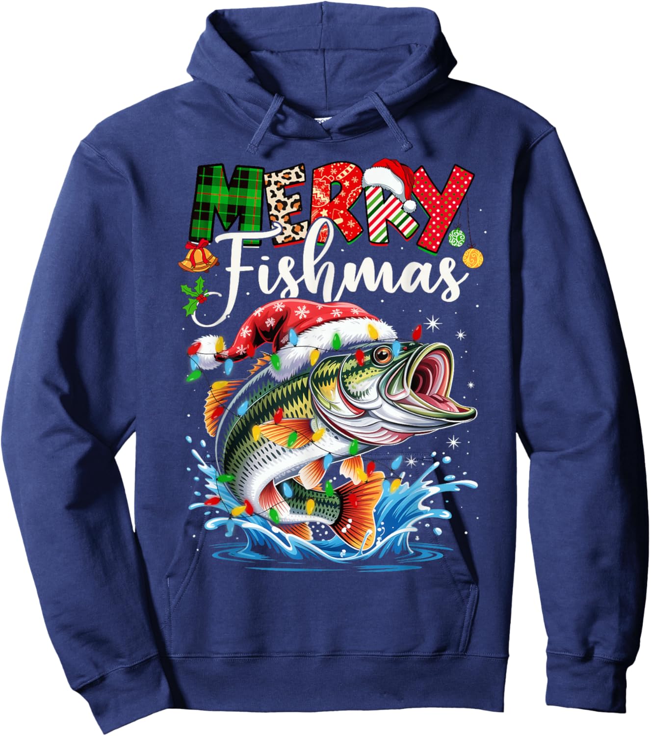 Merry Fishmas Fish Fishing Merry Xmas Christmas Men Women Hoodie - Hoodie | Navy