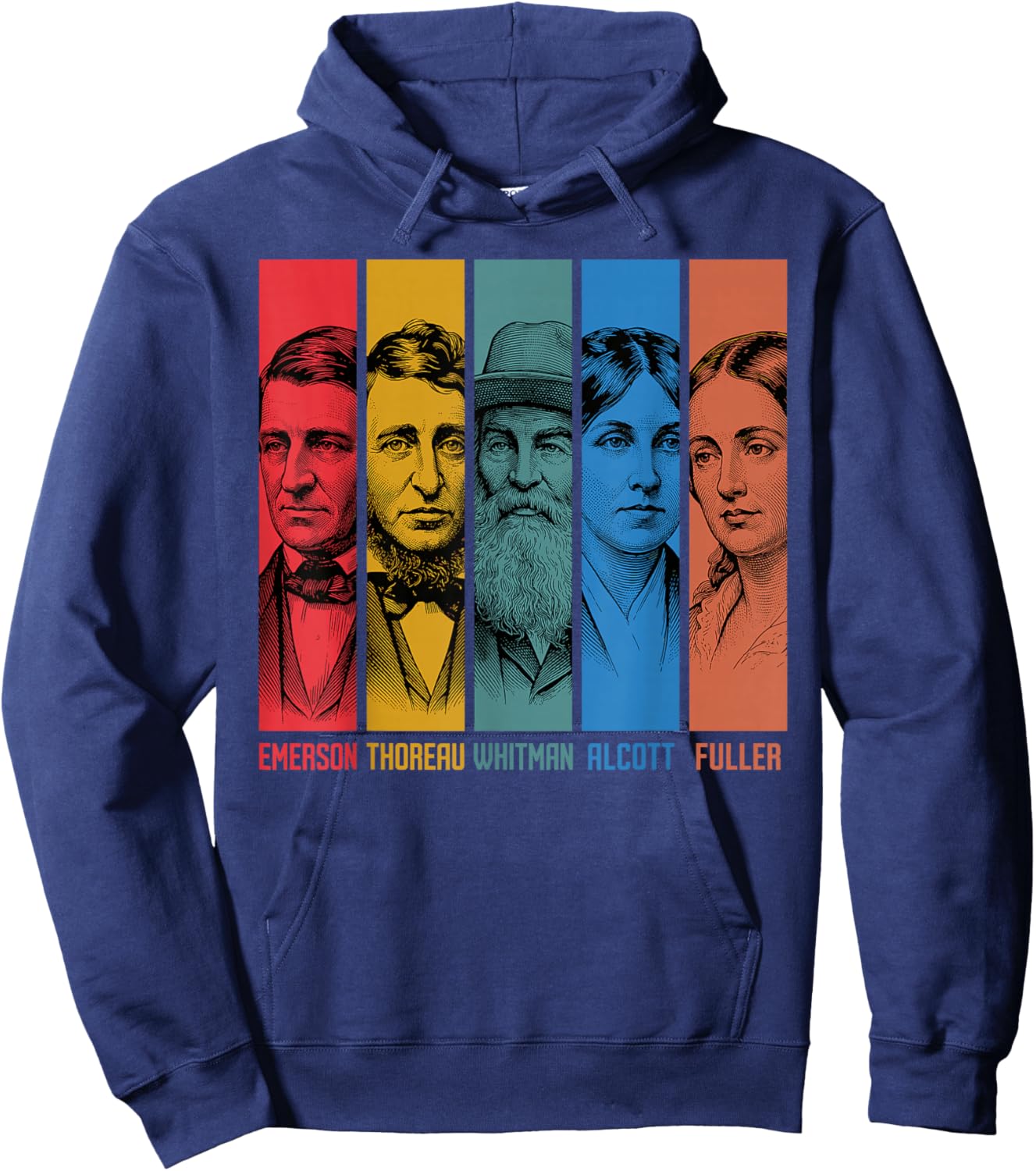 American Transcendentalists Emerson Thoreau Whitman Authors Hoodie - Hoodie | Navy