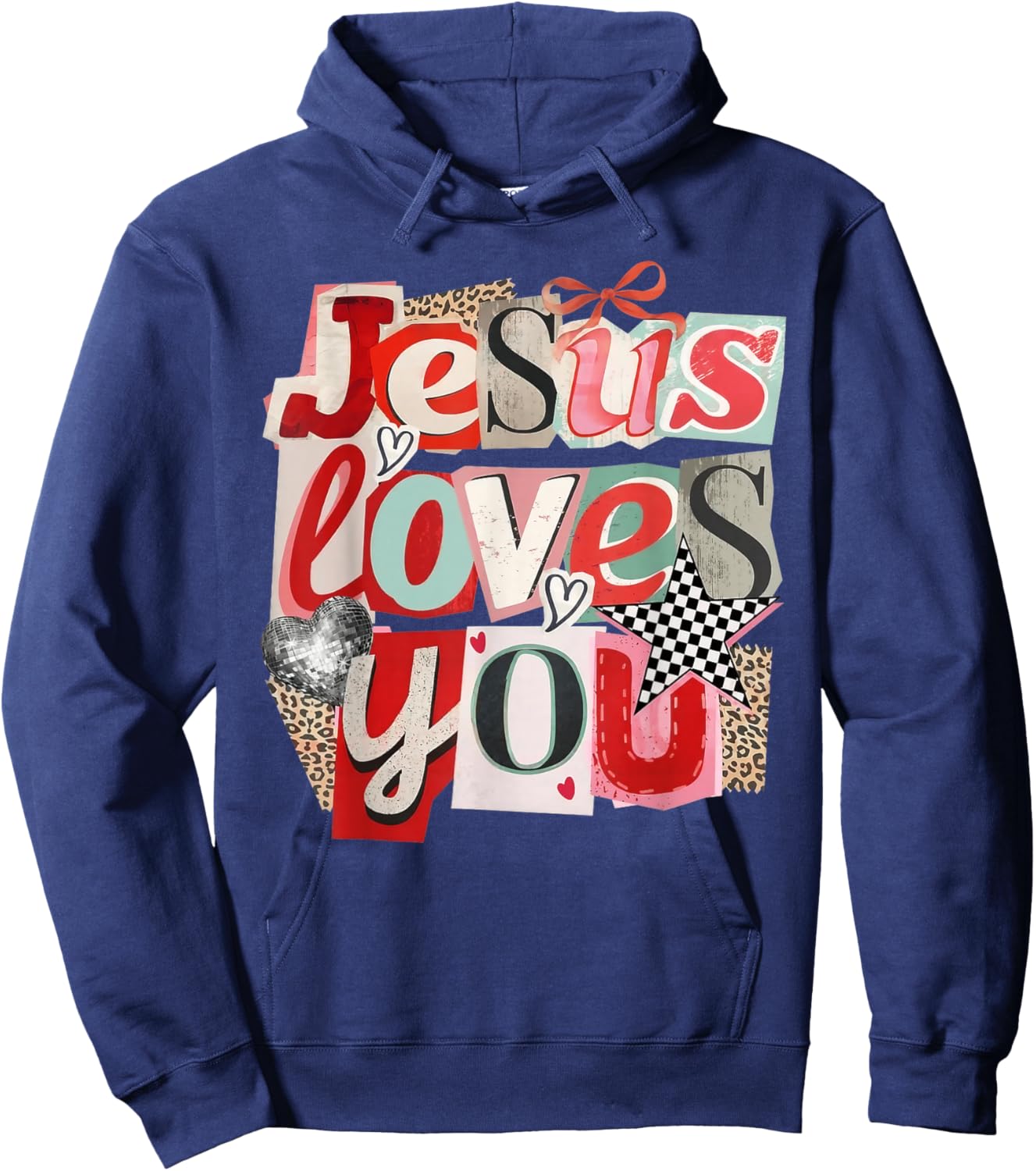 Jesus Loves You Retro Valentine Jesus Bible Verse Design Hoodie - Hoodie | Navy