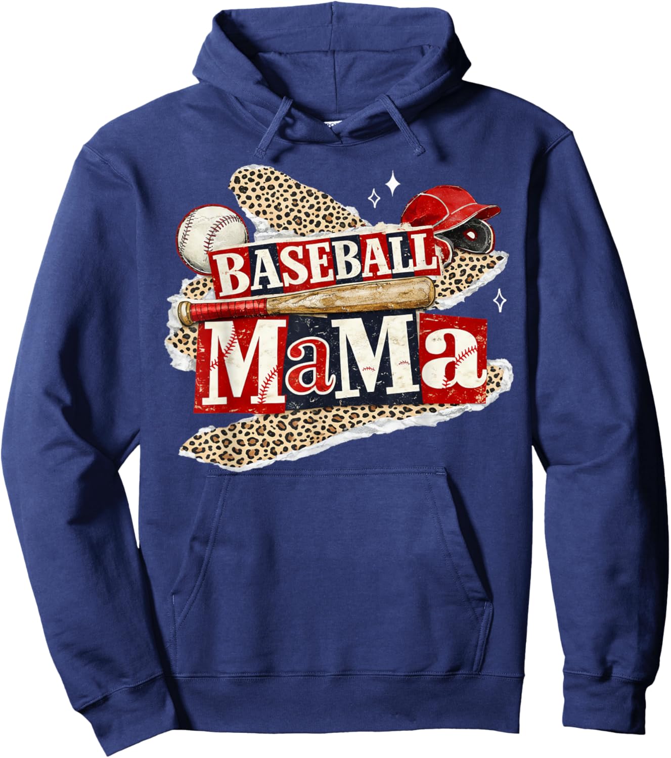 Baseball Mama Leopard Game Day Baseball Season for Mom Women Hoodie - Hoodie | Navy