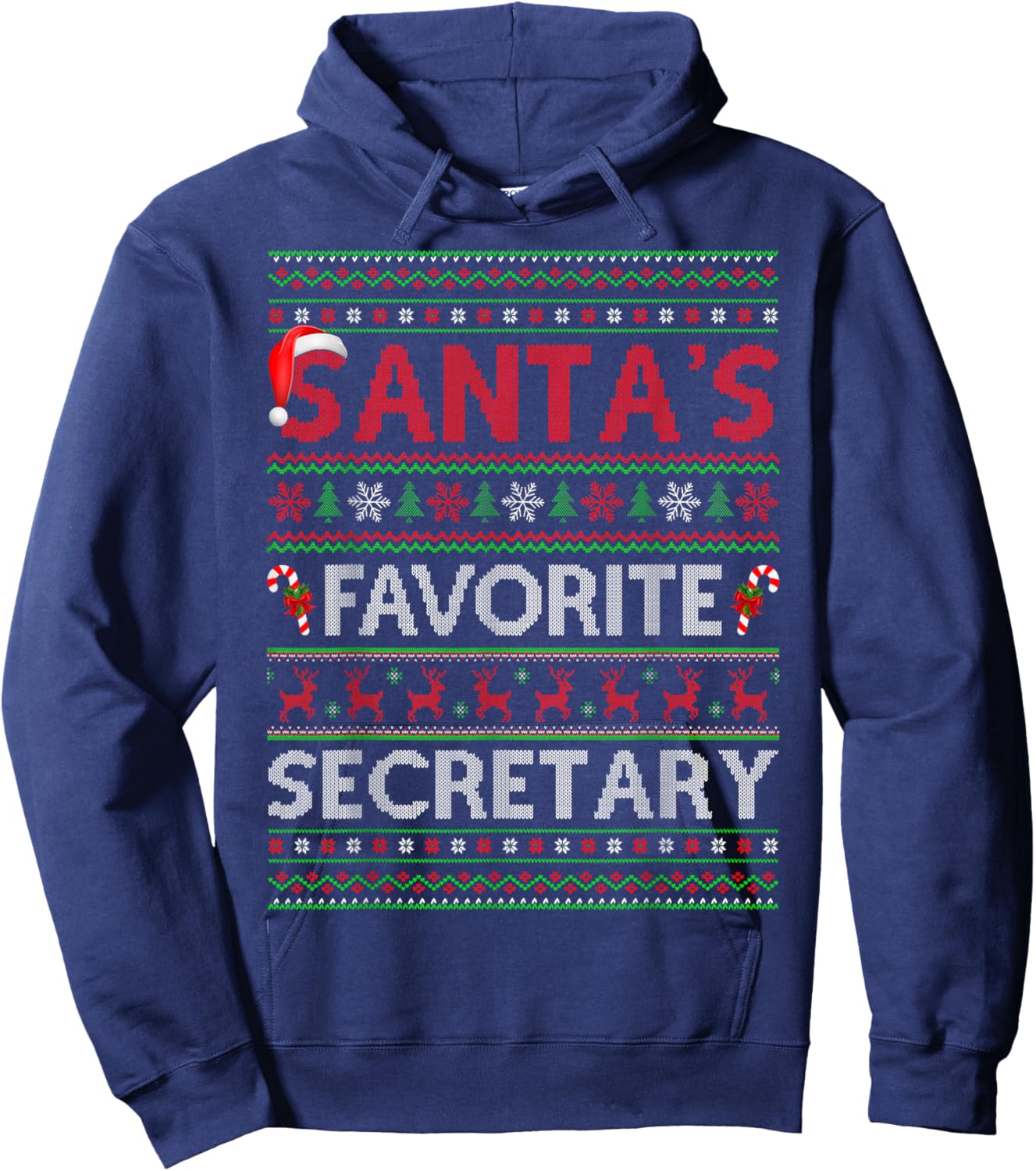 Santa Favorite Secretary Ugly Christmas Sweaters Funny Xmas Hoodie - Hoodie | Navy