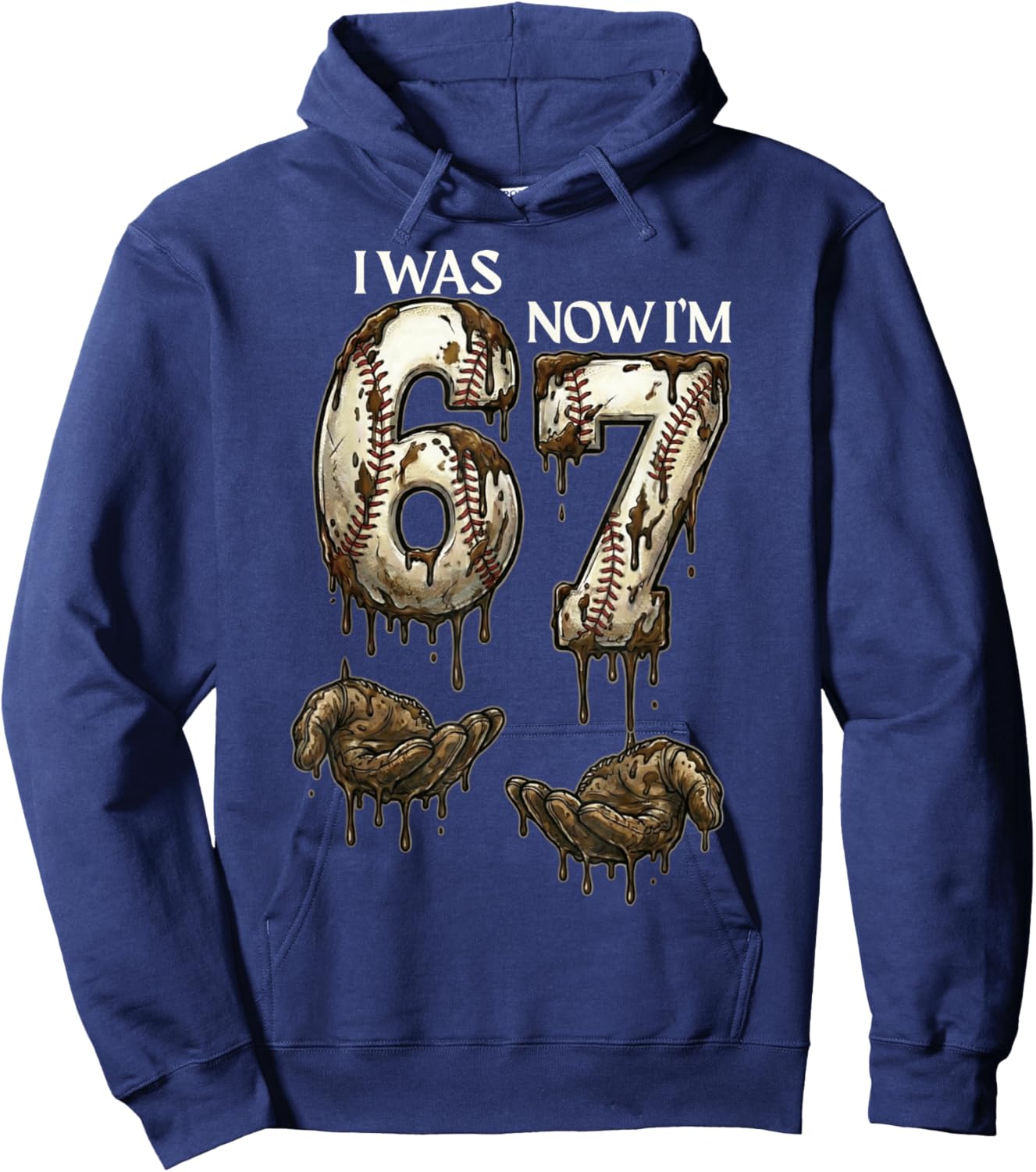 I was 6 Now I'm 7 Funny Baseball 6 7 Birthday Boys Girls Hoodie - Hoodie | Navy