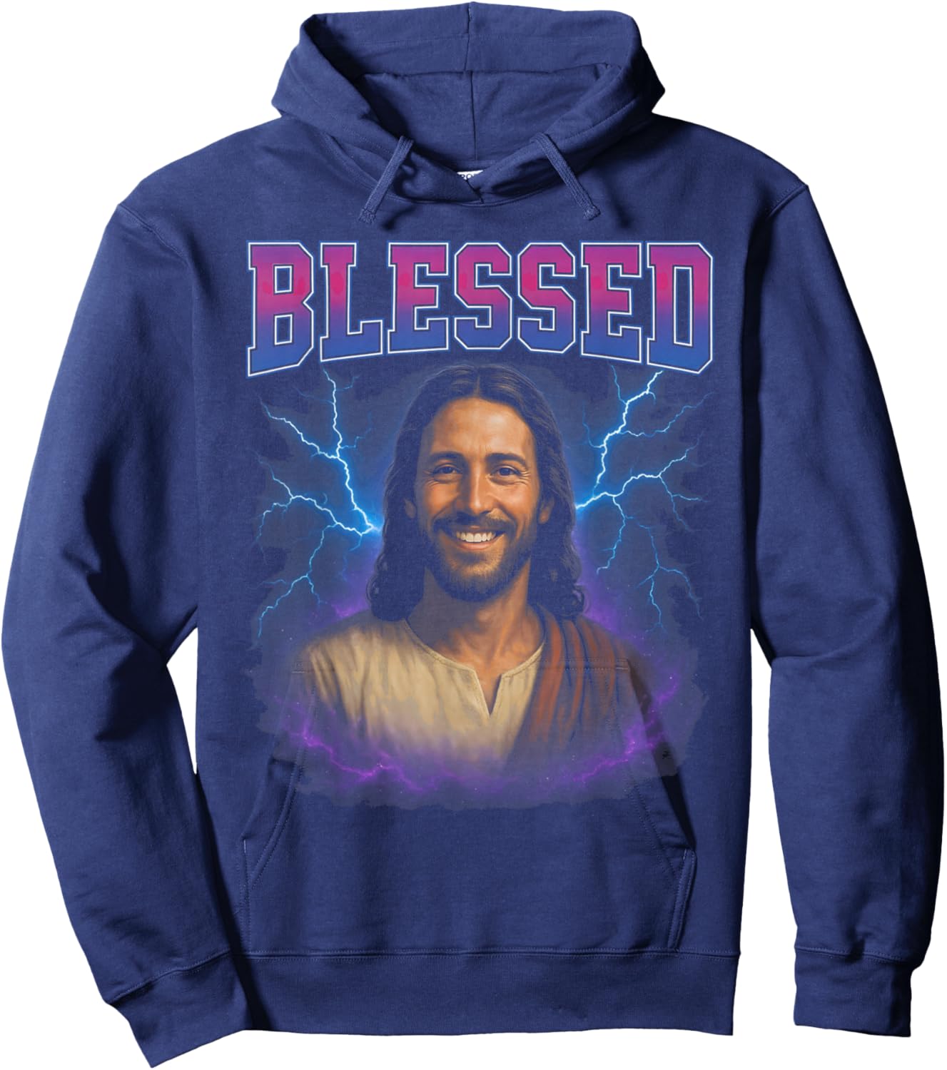 Blessed Jesus - Funny Cringy Meme Overloaded Christian Hoodie - Hoodie | Navy