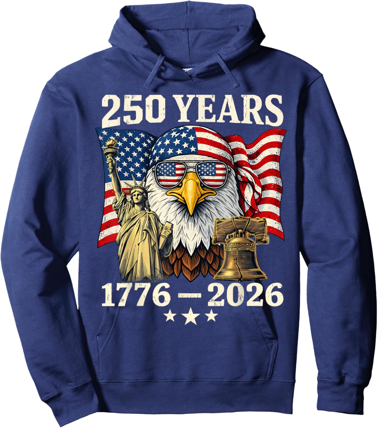 Flag Vintage 250 Years American 1776 2026 250th USA Birthday Hoodie - Hoodie | Navy