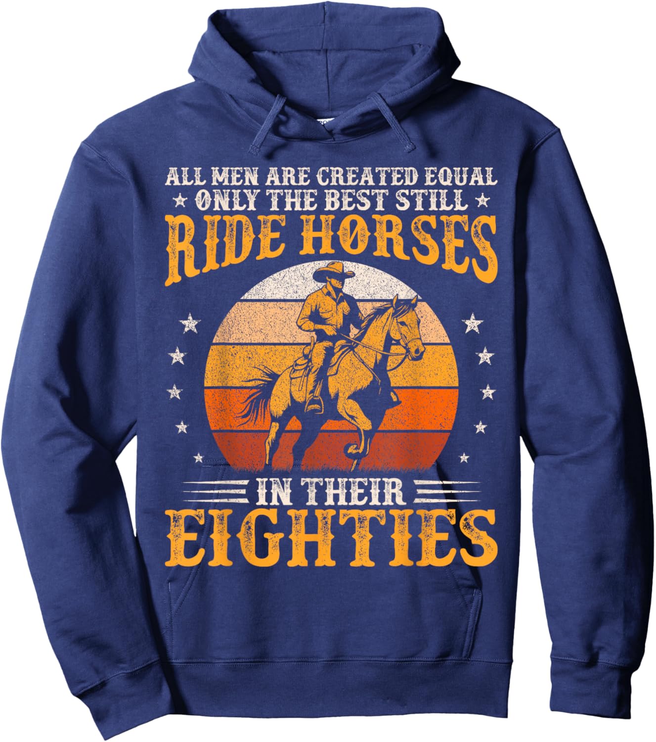 80th Birthday Western Rodeo 80 Years Old Horse Rider Cowboy Hoodie - Hoodie | Navy