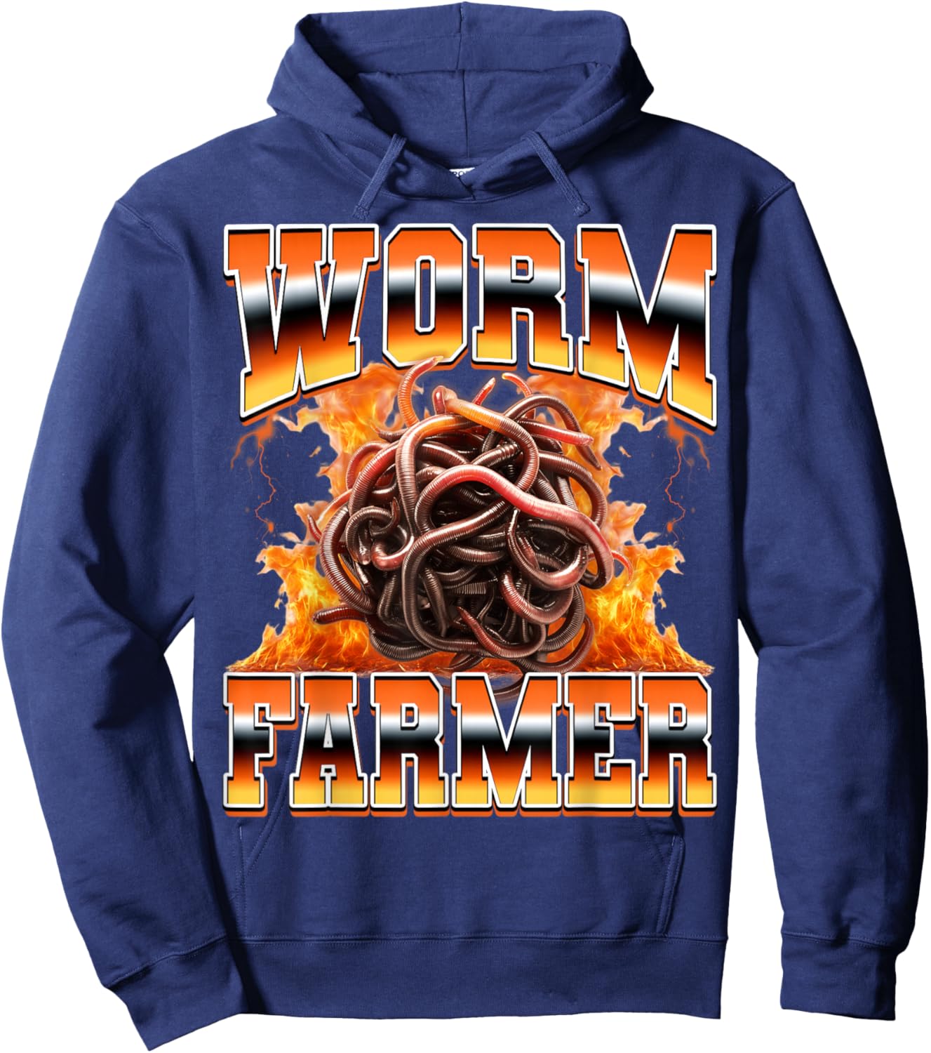 Worm Farmer Worm Farming Worm Farm Vermiculture 90s Bootleg Hoodie - Hoodie | Navy