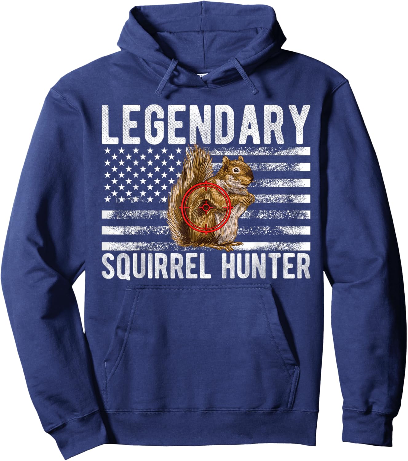Legendary Squirrel Hunter Squirrel Hunting US Flag Hoodie - Hoodie | Navy