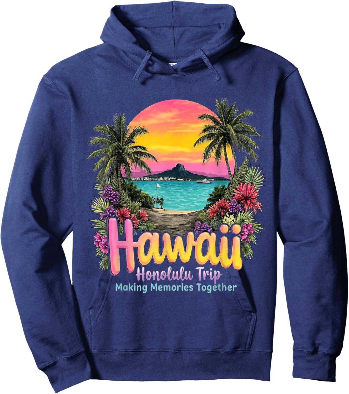 Tropical Hawaii Island Cruise Adventure Waikiki Honolulu Hoodie - Hoodie | Navy